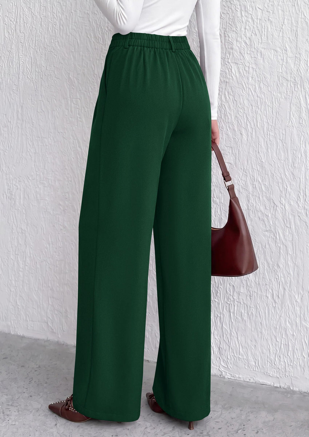 PRETTYGARDEN Women's Dress Pants Wide Leg Flowy Trousers High Waisted Palazzo Pants, Pleated Front, Side Pockets, Work Office Wear, Business Casual Outfits, Fall Fashion Clothing