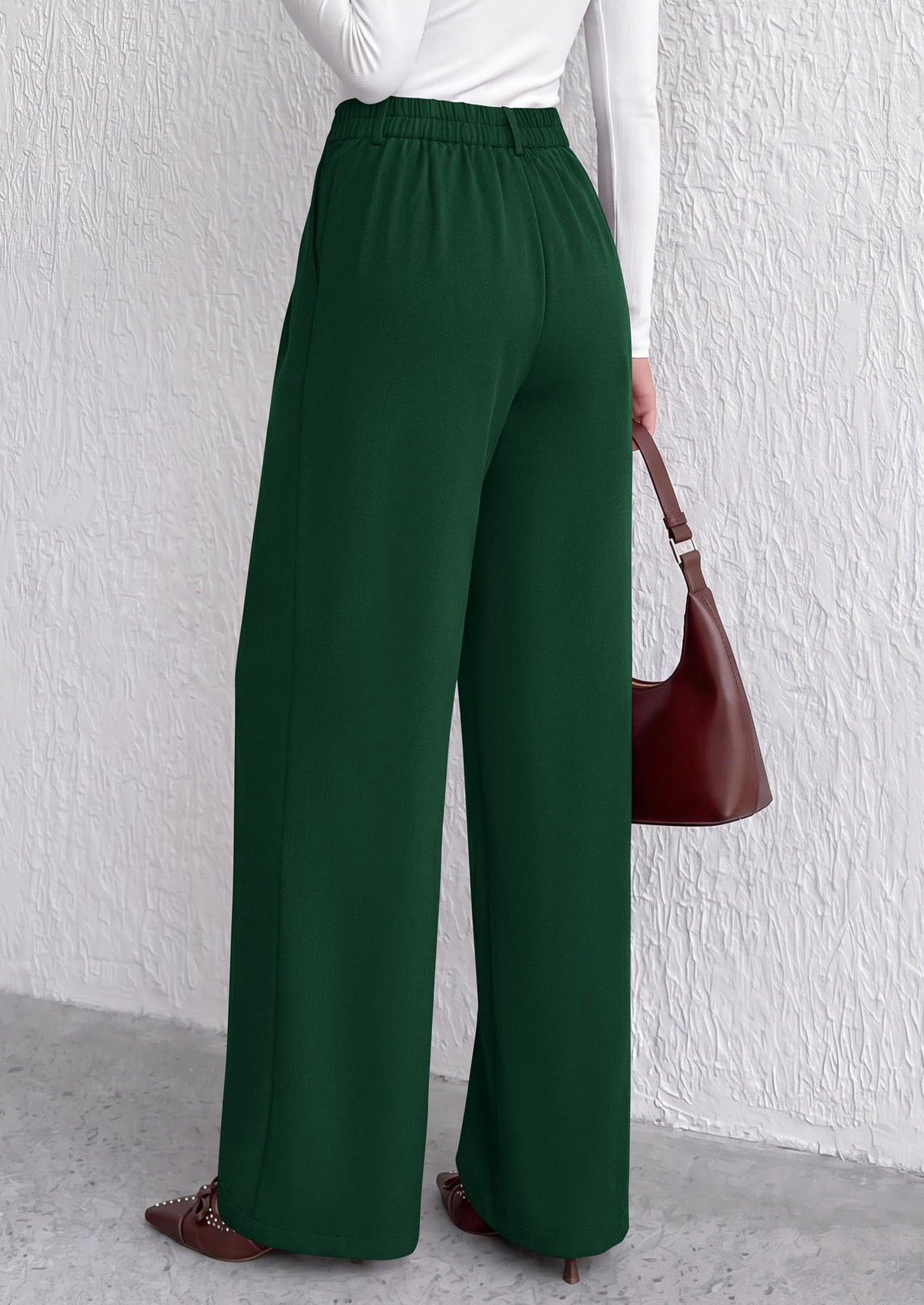 PRETTYGARDEN Women's Dress Pants Wide Leg Flowy Trousers High Waisted Palazzo Pants, Pleated Front, Side Pockets, Work Office Wear, Business Casual Outfits, Fall Fashion Clothing