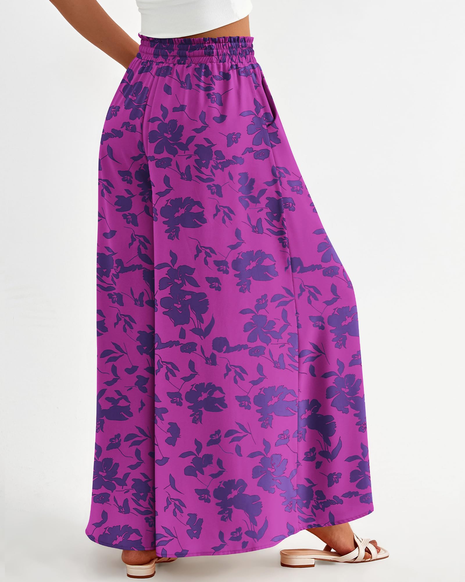 BTFBM Women Casual High Waist Wide Leg Pants Spring Summer Long Palazzo Pants Pocket Lounge Beach Vacation Clothes
