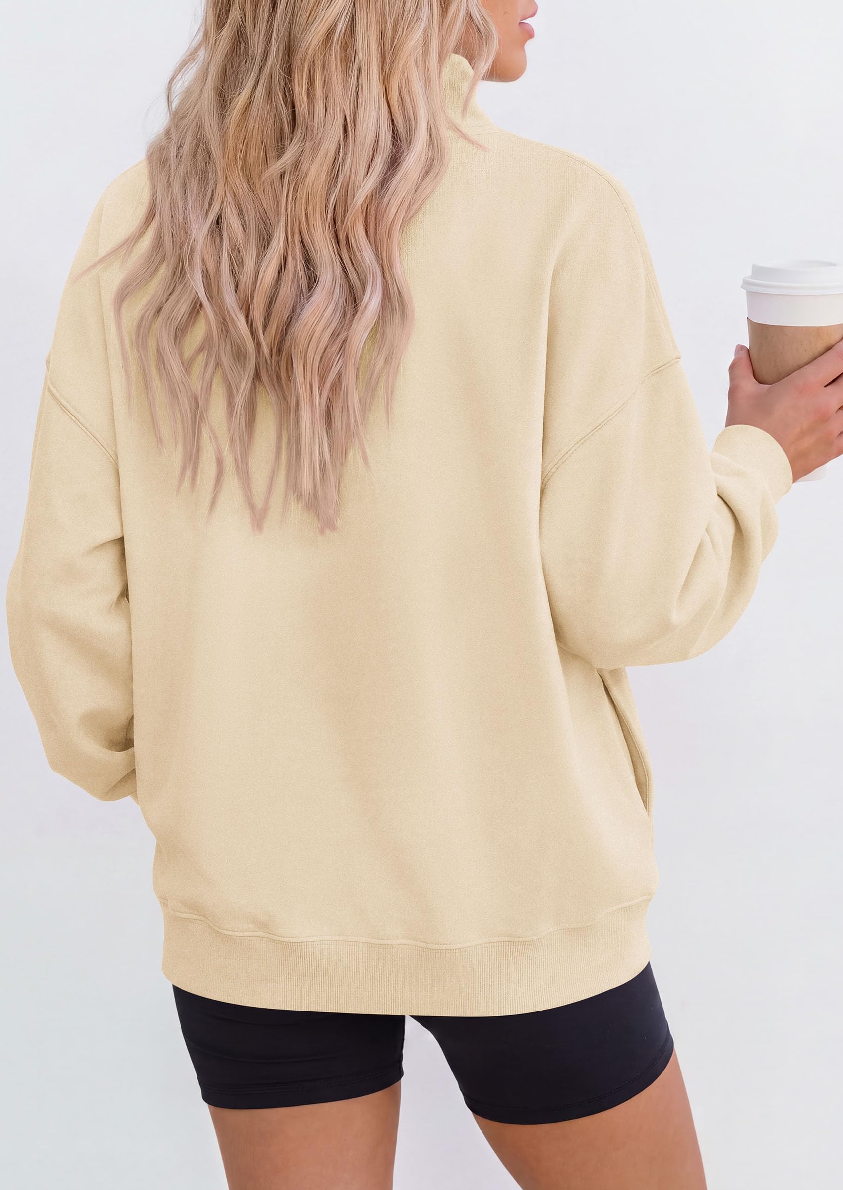 PRETTYGARDEN Womens Mock Neck Sweatshirt Oversized Pullover Loose Fit,Side Pockets,Long Sleeve Drop Shoulder Tops,Casual Lounge Work Travel Airport Outfits,Fall Fashion Winter Clothes