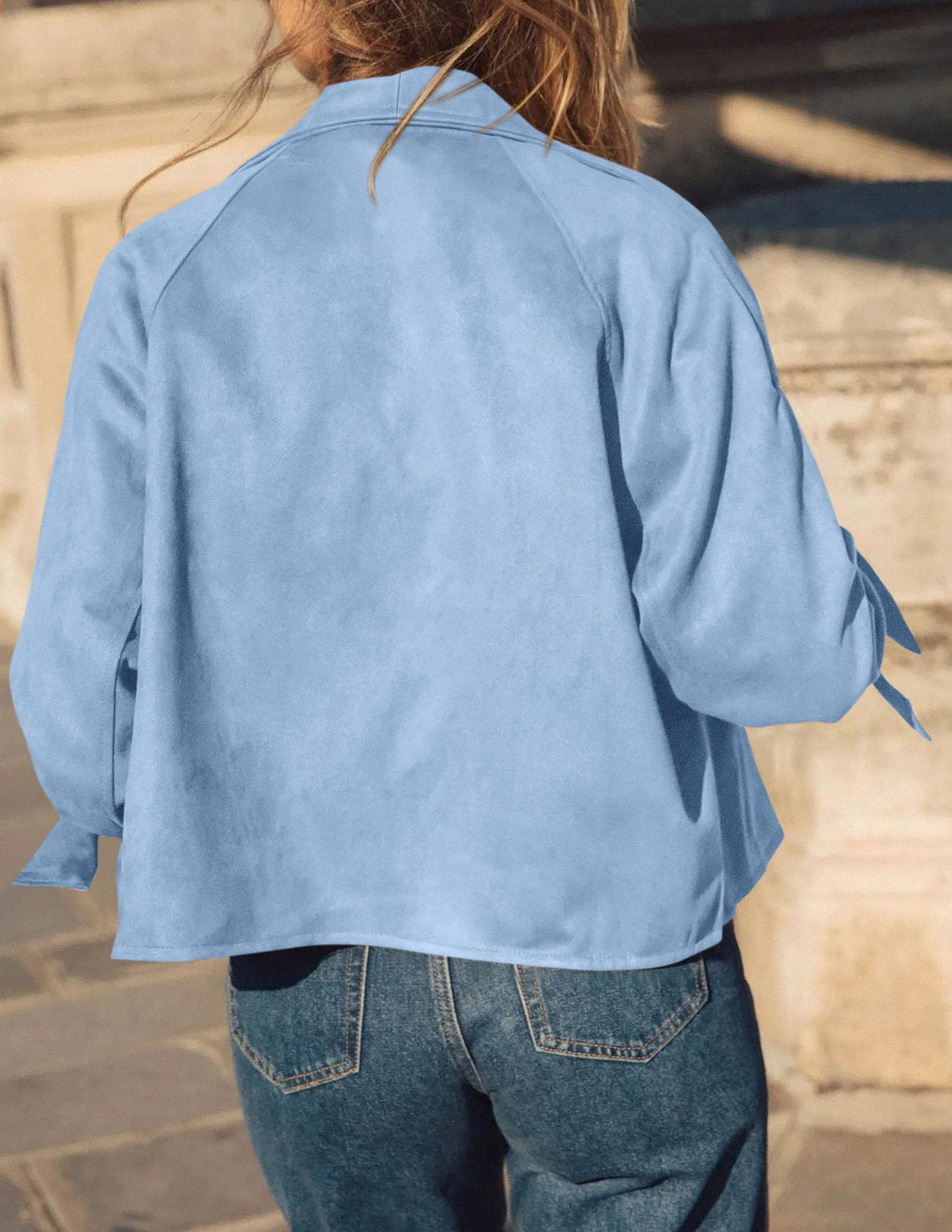 PRETTYGARDEN Women Faux Suede Double Breasted Trench Coat Cropped Jackets Raglan Long Sleeve,Lapel,Tie Cuff,Button Down,Fall Fashion Outerwear,Winter Clothes,Work Office Casual Short Jacket