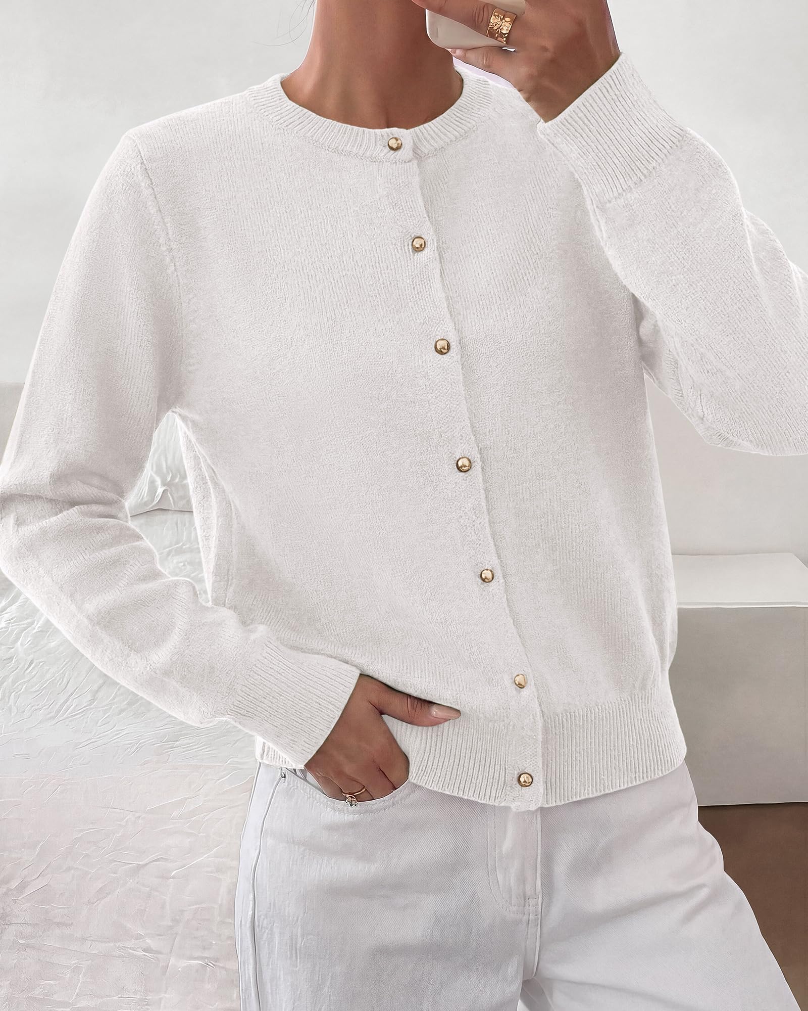 BTFBM Button Cardigan Sweaters for Women Fall Clothes Ribbed Knit Open Front Cardigan, Long Sleeve Sweater, Cozy Soft Stretchy Outerwear, Relaxed Fit, Trendy Winter Outfits
