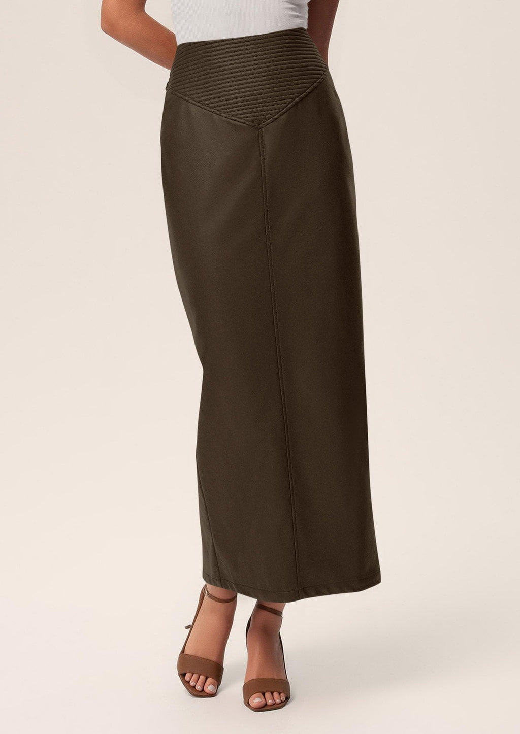 PRETTYGARDEN Long Skirts for Women Fall Fashion Clothing Faux Leather High Waist Dressy Casual Slit Pencil Maxi Skirt