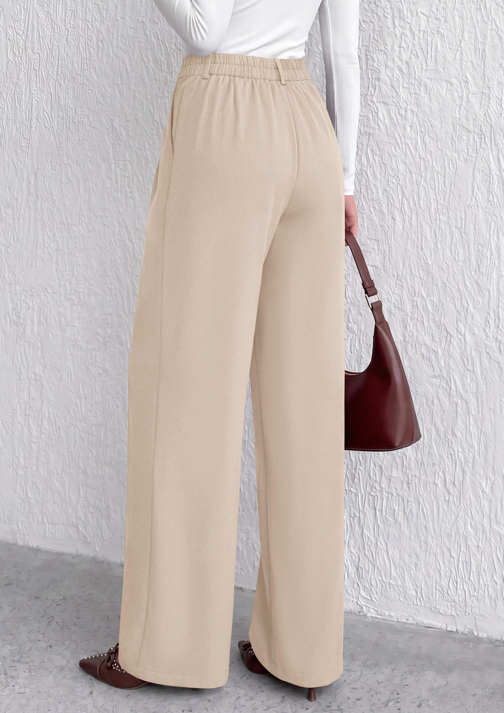 PRETTYGARDEN Women's Dress Pants Wide Leg Flowy Trousers High Waisted Palazzo Pants, Pleated Front, Side Pockets, Work Office Wear, Business Casual Outfits, Fall Fashion Clothing