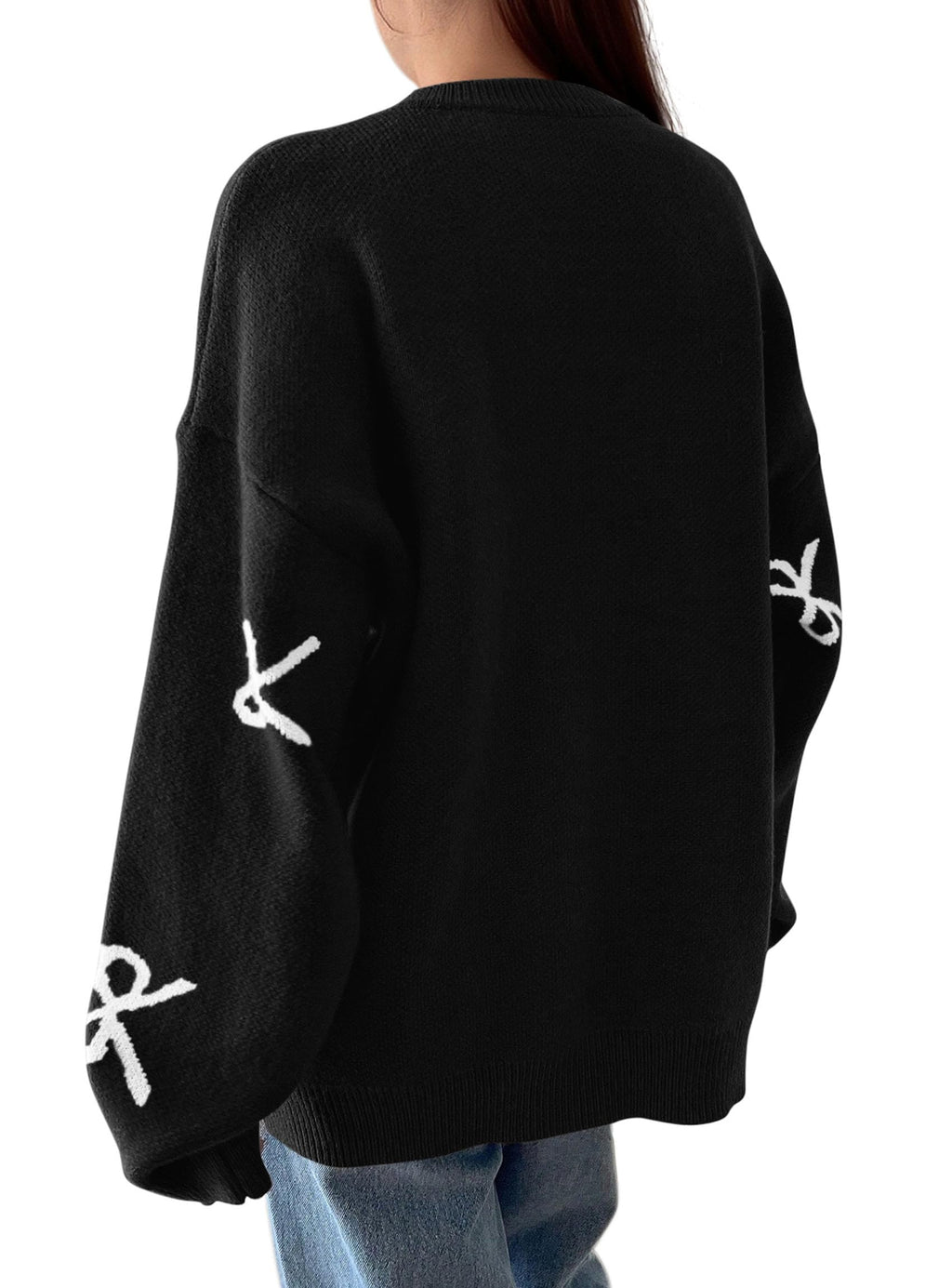 PRETTYGARDEN Fall Long Sleeve Pullover Sweaters for Women Trendy Crewneck Casual Cute Bow Chunky Knit Oversized Sweater