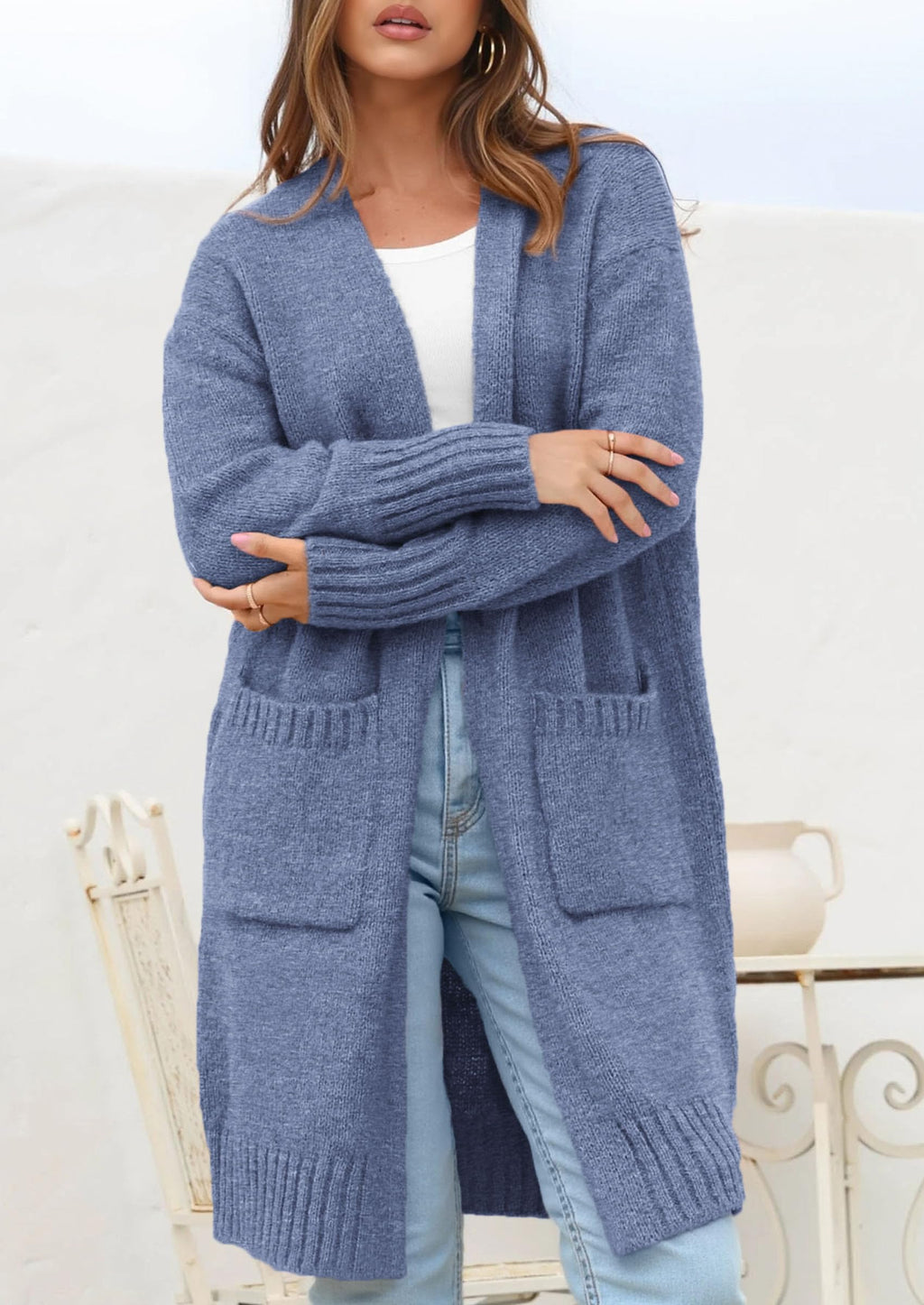 PRETTYGARDEN Fall Long Sleeve Cardigan Sweaters for Women Trendy Winter Open Front Loose Knitted Cardigans with Pockets