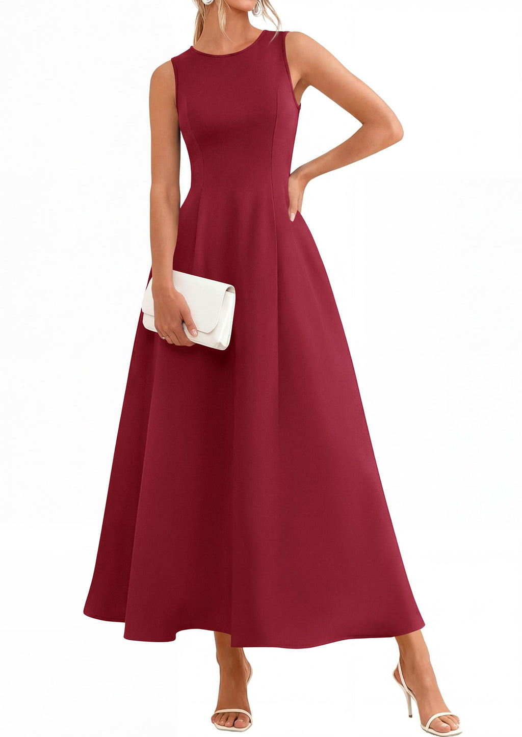 PRETTYGARDEN Women's Maxi Dress Summer Wedding Guest Spring A Line Long Tank Flowy Modest Sleeveless Cocktail Dresses