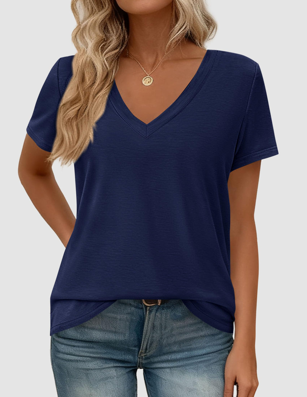 PRETTYGARDEN Womens Tops Short Sleeve Oversized Tshirts Shirts Summer Casual V Neck Loose Basic Tees Spring Tunic Blouse