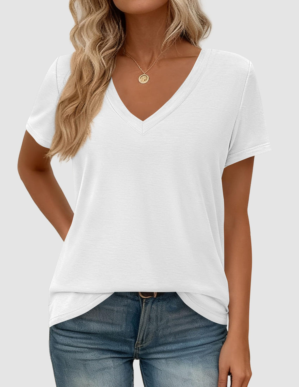 PRETTYGARDEN Womens Tops Short Sleeve Oversized Tshirts Shirts Summer Casual V Neck Loose Basic Tees Spring Tunic Blouse