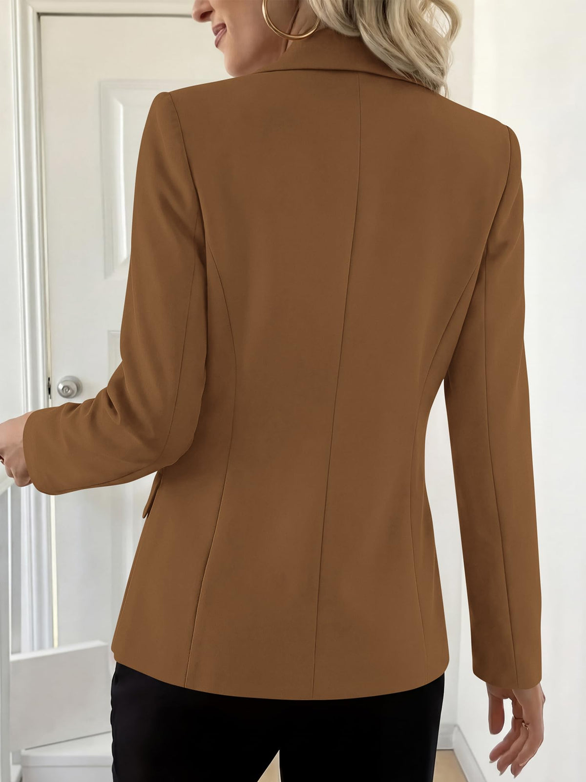 BTFBM Blazers for Women Business Casual Outfits Work Fall Clothes Breasted Notch Lapel, Long Sleeve, Gold Button, Fitted, Open Front Suit Jackets, Pockets, Dressy Professional Office Blazer