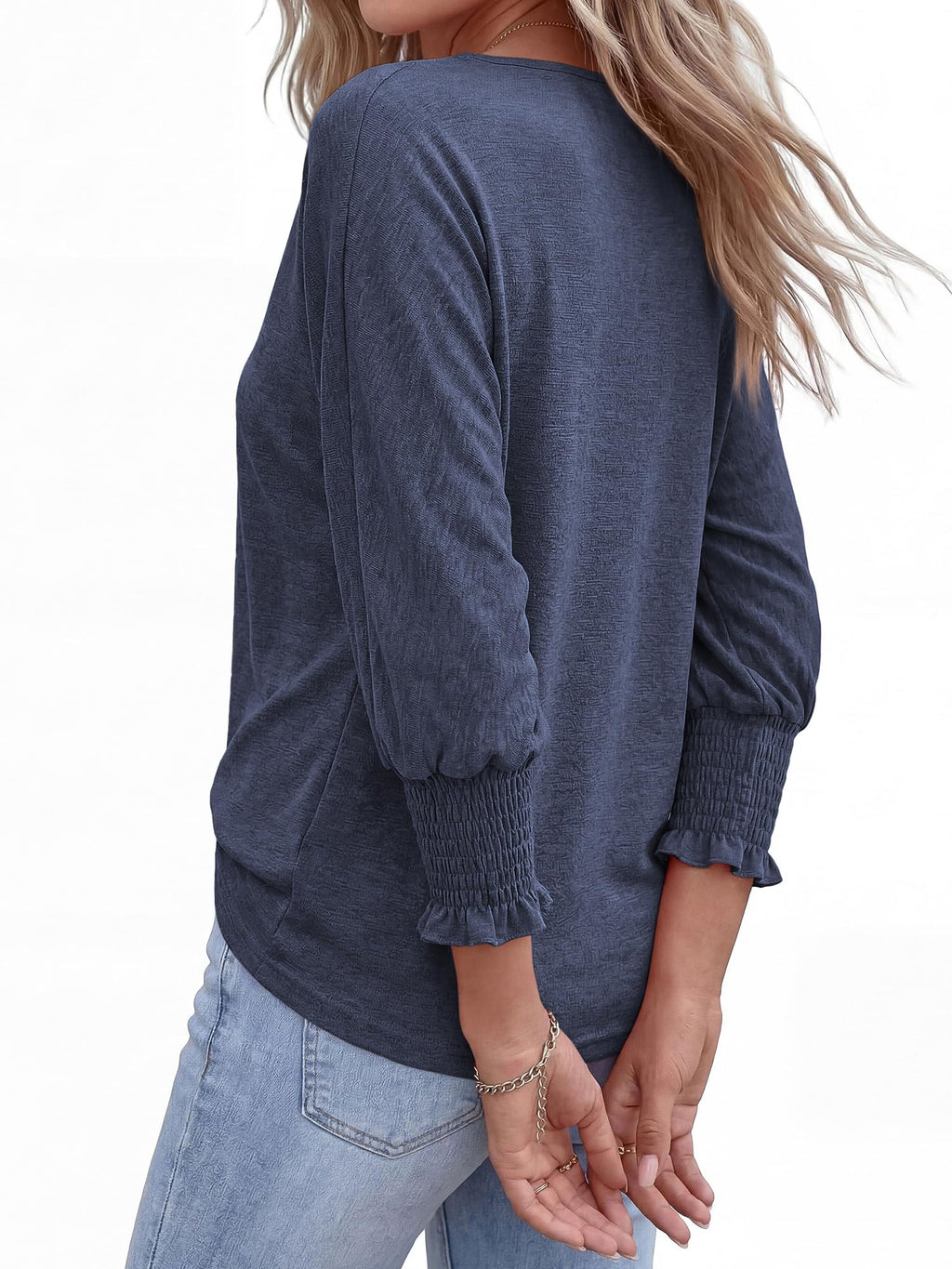 BTFBM Womens Tops Dressy Casual Summer T Shirts Crewneck 3/4 Sleeve Beach Vacation Loose Tunic Spring Work Blouse