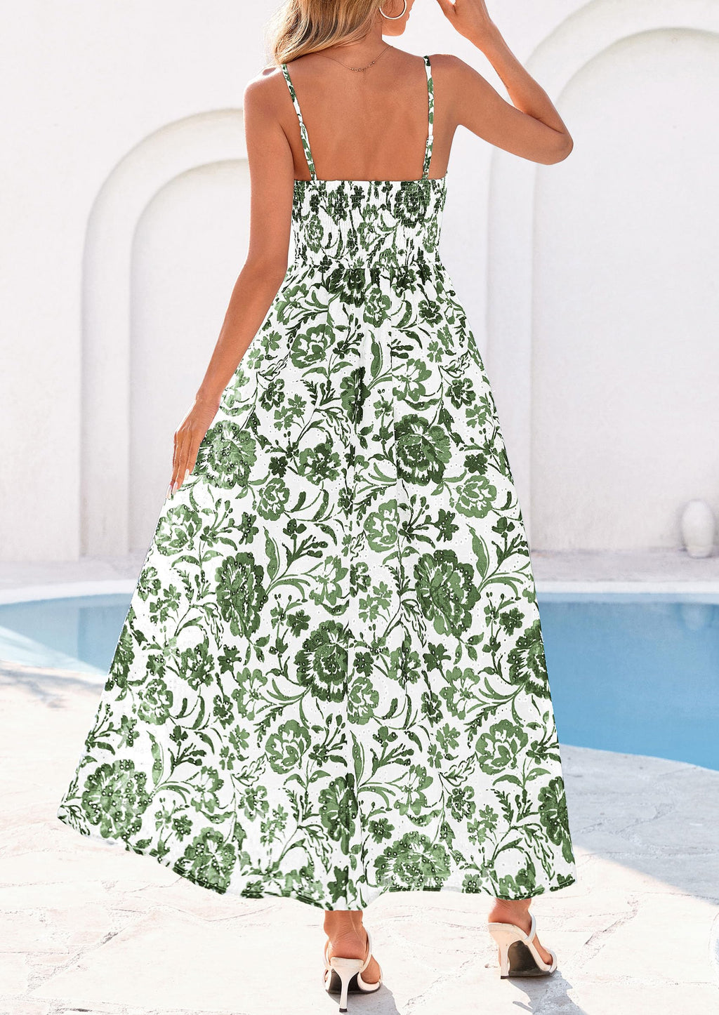PRETTYGARDEN Womens Spring Boho Maxi Dress Eyelet Floral Long Flowy Sundresses Summer Beach Vacation Clothes