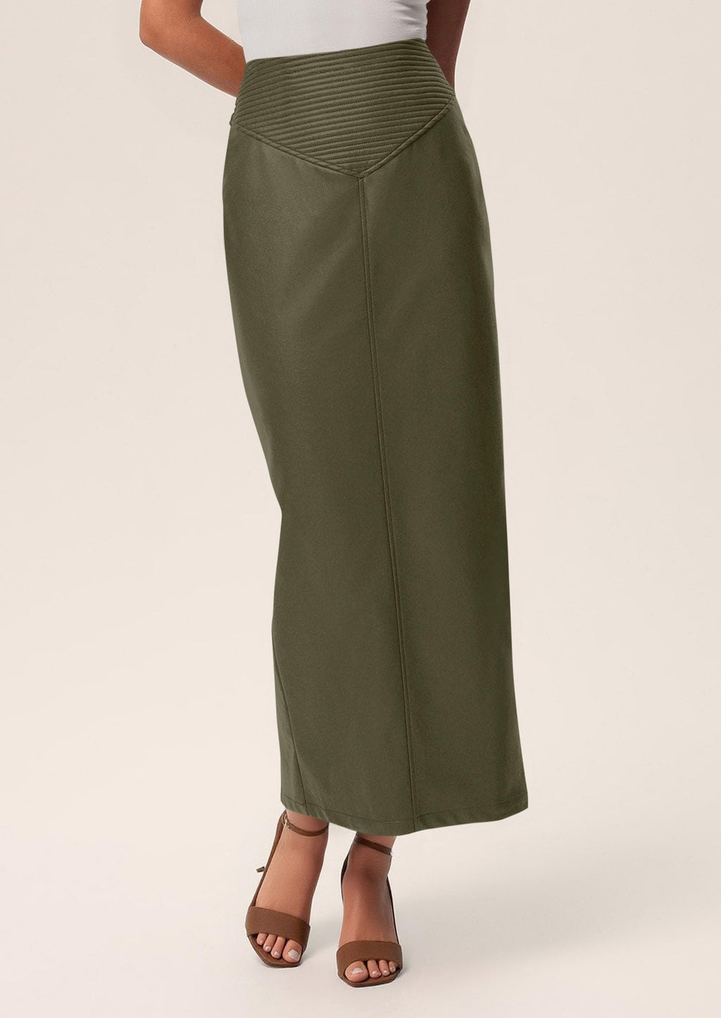 PRETTYGARDEN Long Skirts for Women Fall Fashion Clothing Faux Leather High Waist Dressy Casual Slit Pencil Maxi Skirt