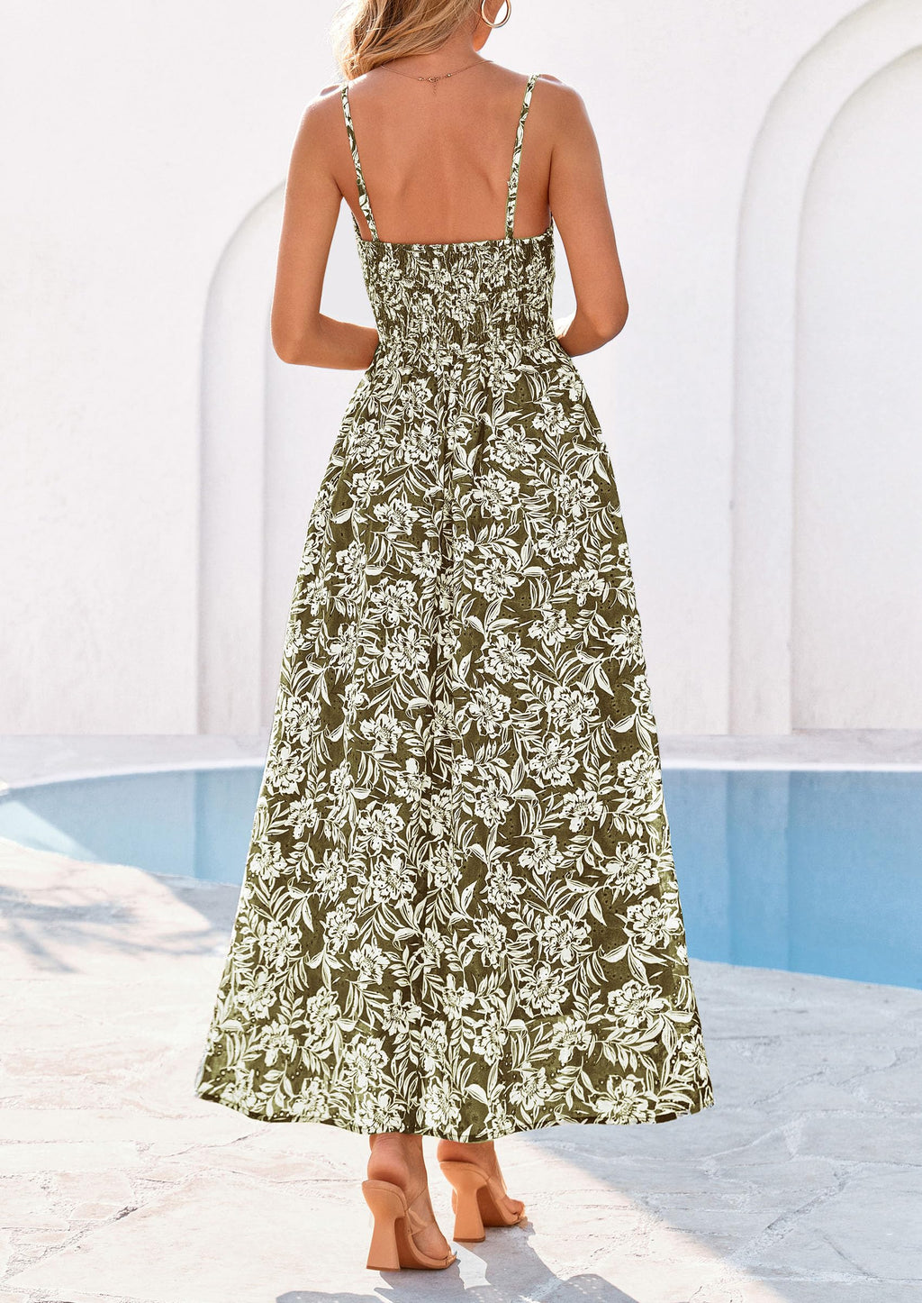 PRETTYGARDEN Womens Spring Boho Maxi Dress Eyelet Floral Long Flowy Sundresses Summer Beach Vacation Clothes