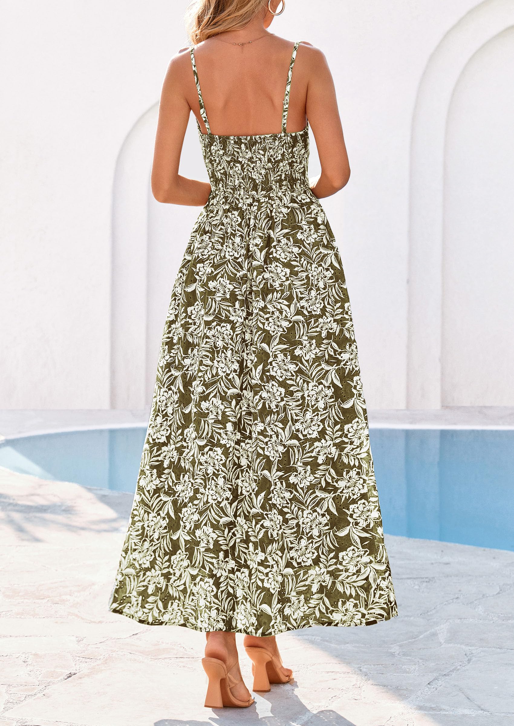 PRETTYGARDEN Womens Spring Boho Maxi Dress Eyelet Floral Long Flowy Sundresses Summer Beach Vacation Clothes
