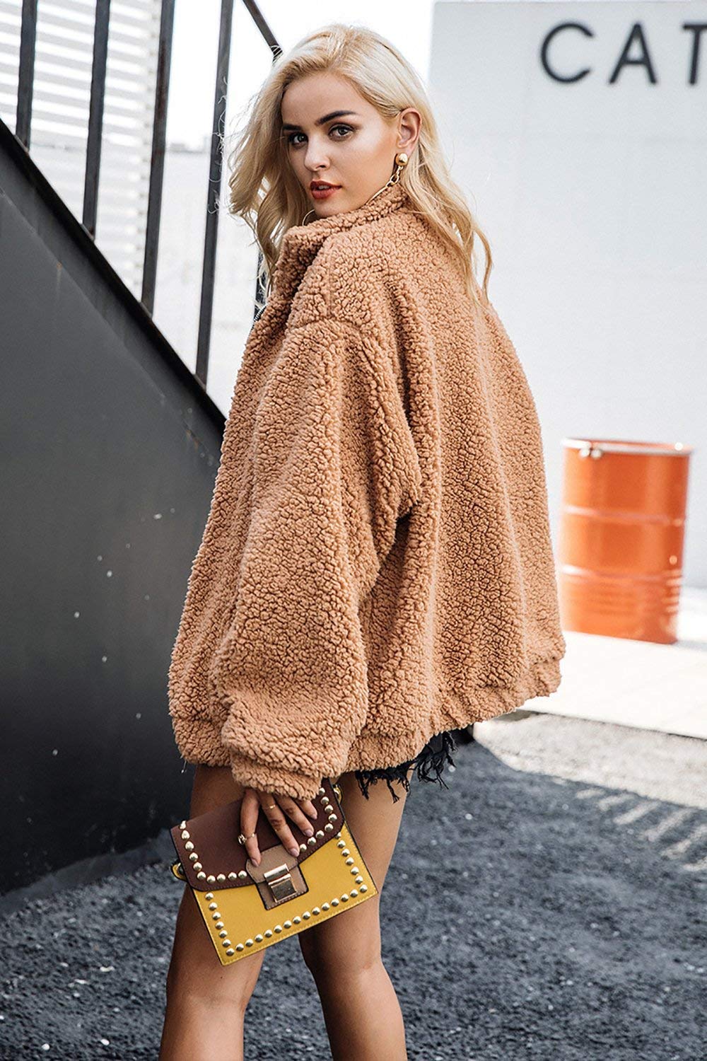 PRETTYGARDEN Women's Fashion Winter Coats Sherpa Fleece Faux Fur Shearling Oversized Trendy Jackets Warm Outerwear Clothing