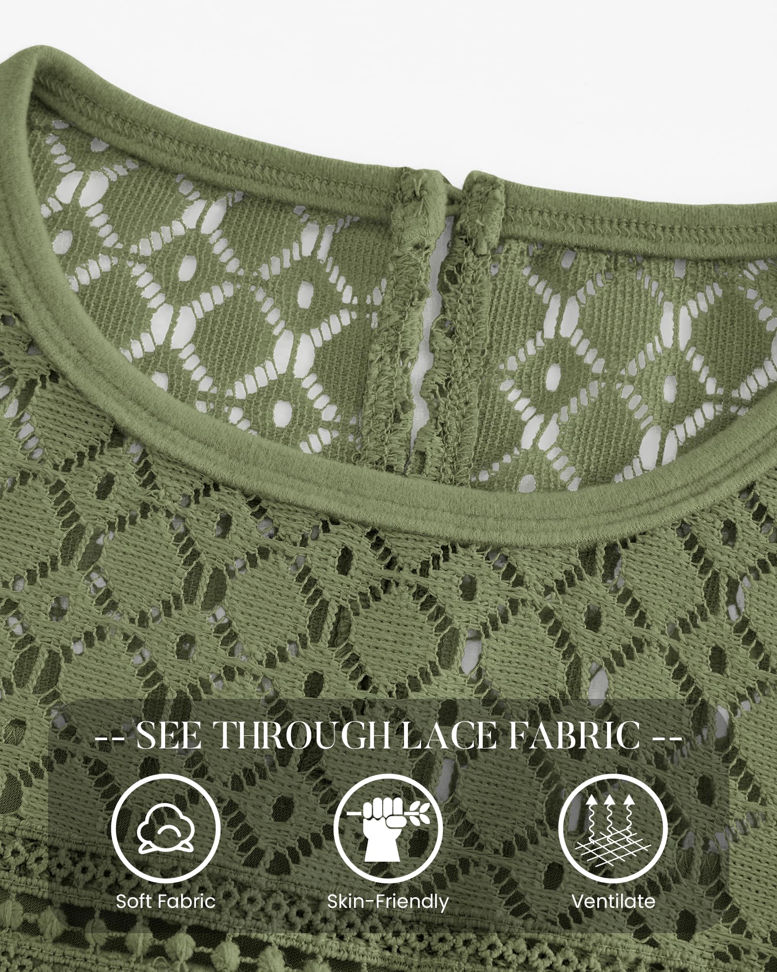 FreshPretty Lace Long Sleeve Shirts Womens Tops Dressy Casual Knit Boho Lightweight Blouses Winter Clothing Fall Fashion