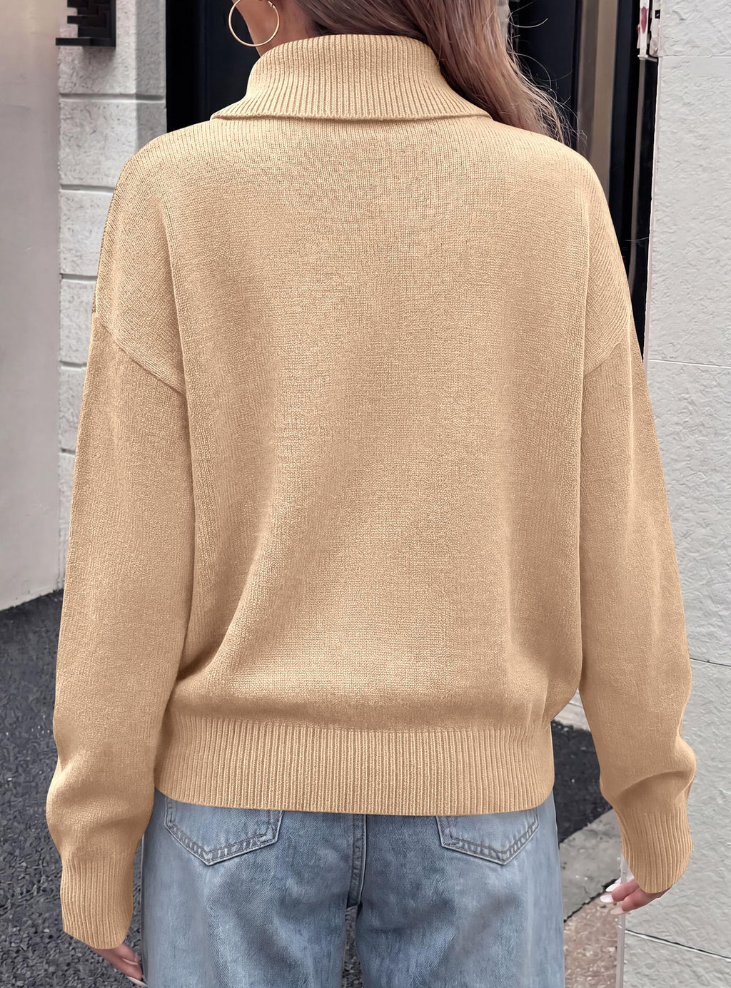 PRETTYGARDEN Womens Turtleneck Sweater Pullover Side Button Fall Clothes Stretchy Knit,Dropped Shoulder,Ribbed Cuffs,Asymmetrical,Jumper Long Sleeve Tops,Work Offices
