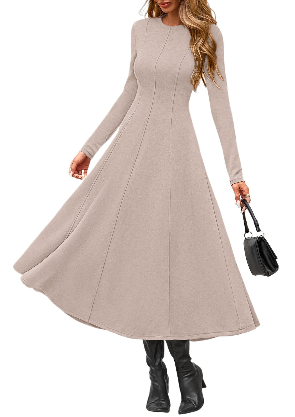 PRETTYGARDEN Cocktail Dresses for Women  Elegant Classy Fall Long Sleeve Midi A Line Flowy Modest Winter Party Dress