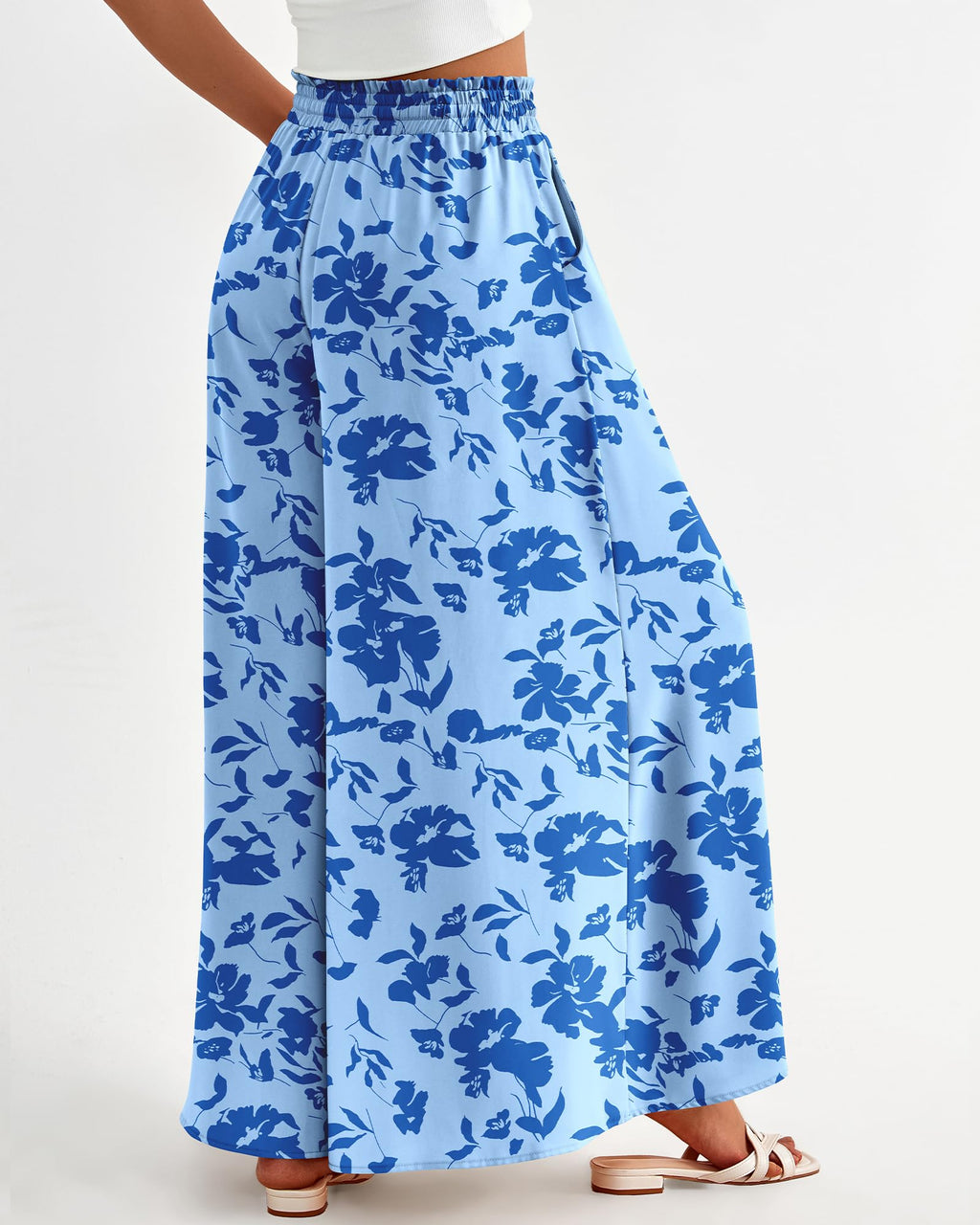 BTFBM Women Casual High Waist Wide Leg Pants Spring Summer Long Palazzo Pants Pocket Lounge Beach Vacation Clothes