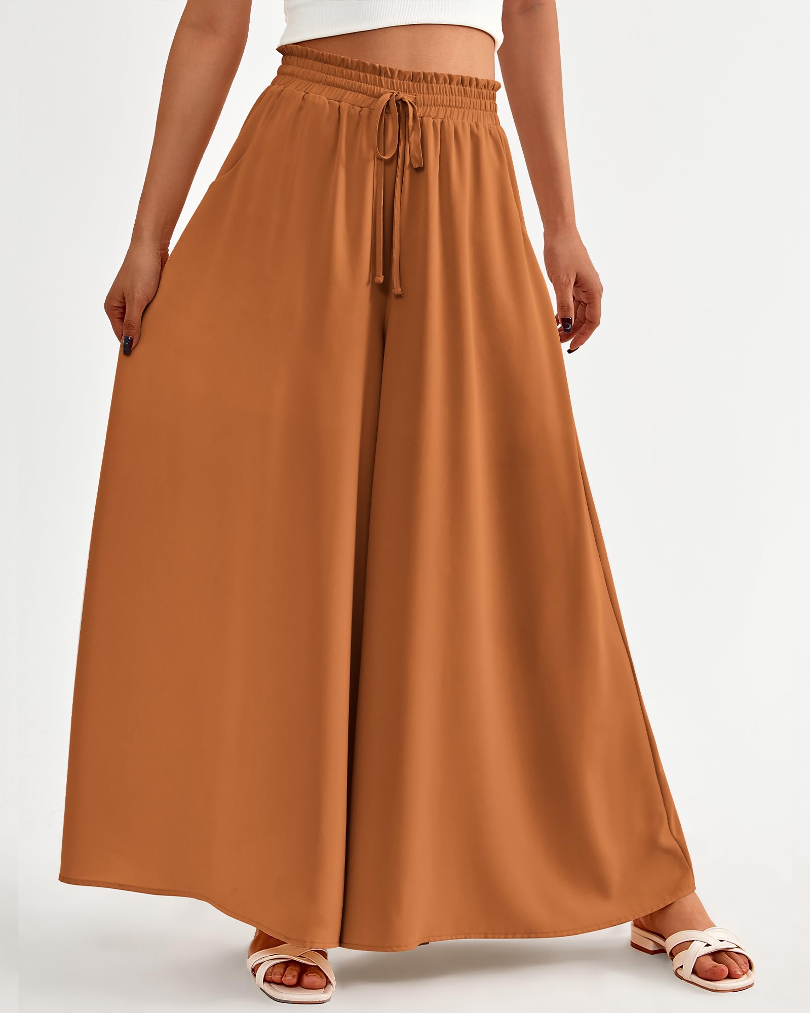 BTFBM Women Casual High Waist Wide Leg Pants Spring Summer Long Palazzo Pants Pocket Lounge Beach Vacation Clothes