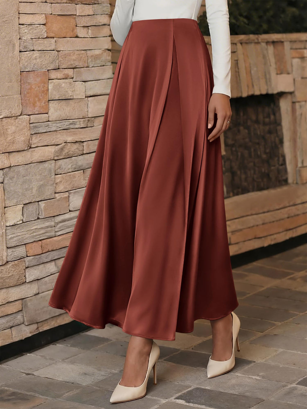 BTFBM Satin Skirts for Women Summer Elegant Flowy A-Line Cocktail Formal Silk Spring Maxi Skirt Night Out Outfits