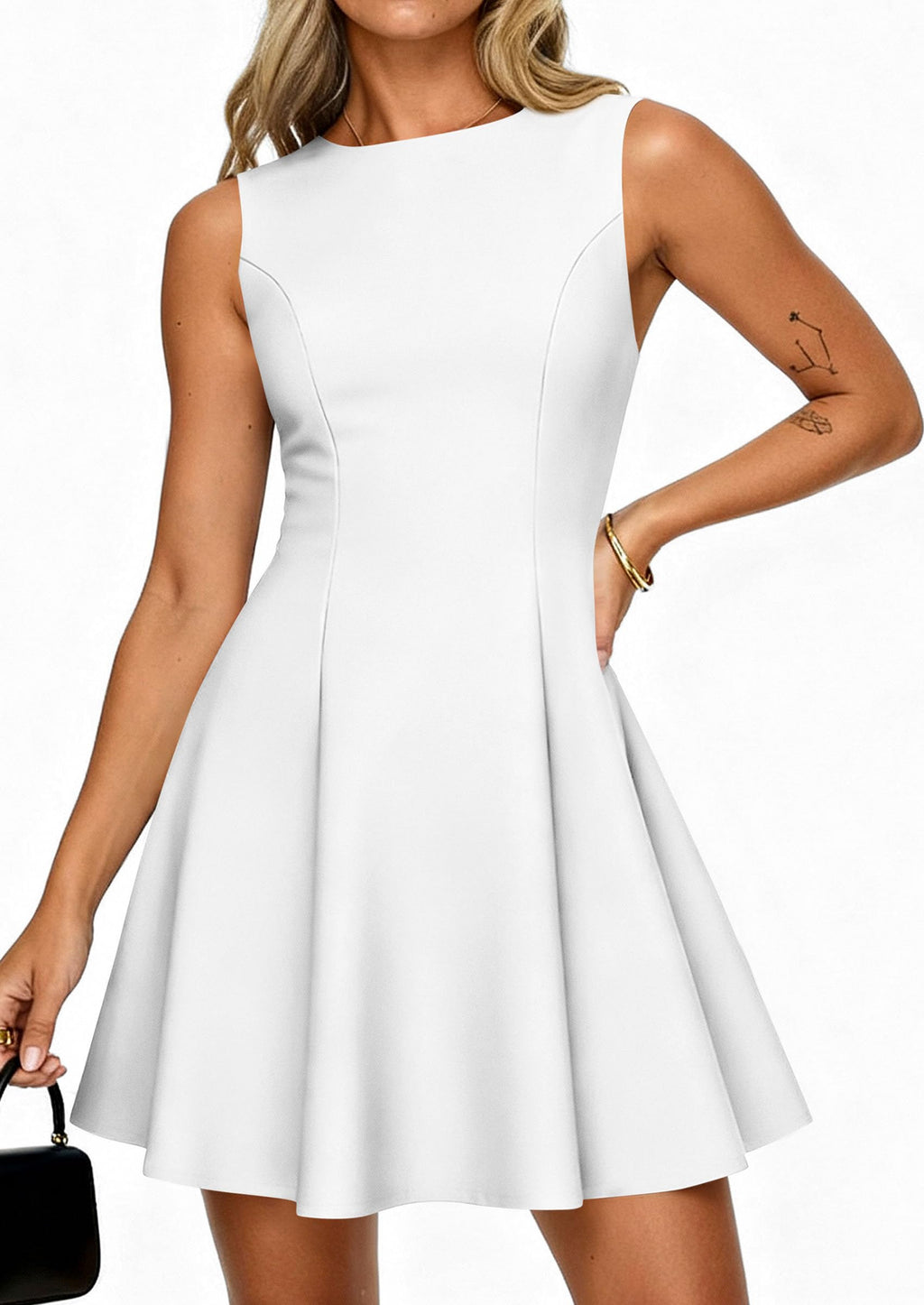 PRETTYGARDEN Cocktail Dresses for Women Summer Formal Boat Neck A Line Spring Elegant Graduation Party Mini Dress