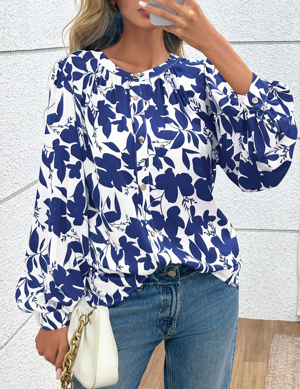 PRETTYGARDEN Women's Floral Button Down Blouse Fall Fashion Dressy Casual Long Sleeve Oversized Shirts Top Boho Clothes