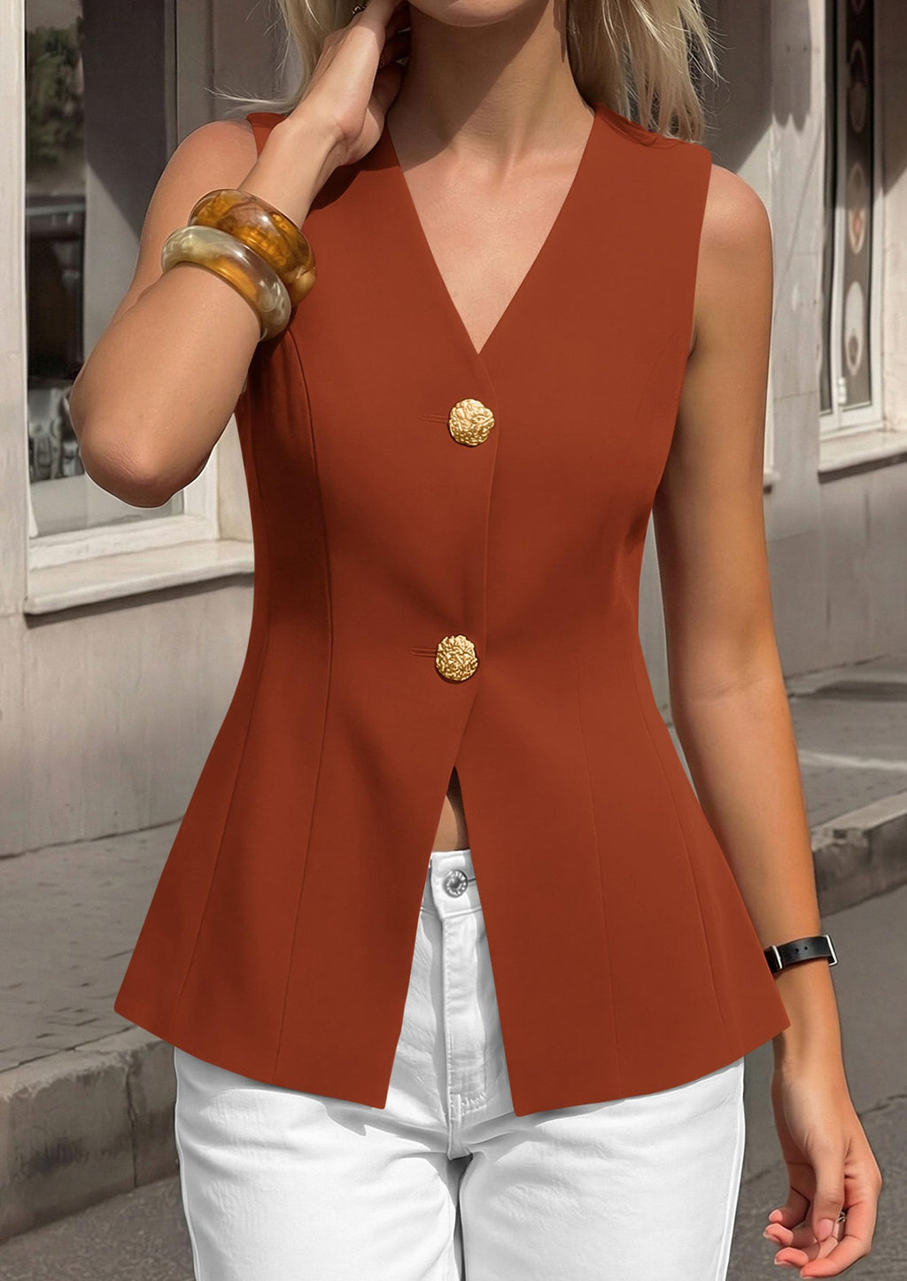 PRETTYGARDEN Womens Summer Sleeveless Suit Vest Tops Dressy Button Down Business Casual Blazer Waistcoat Spring Clothes