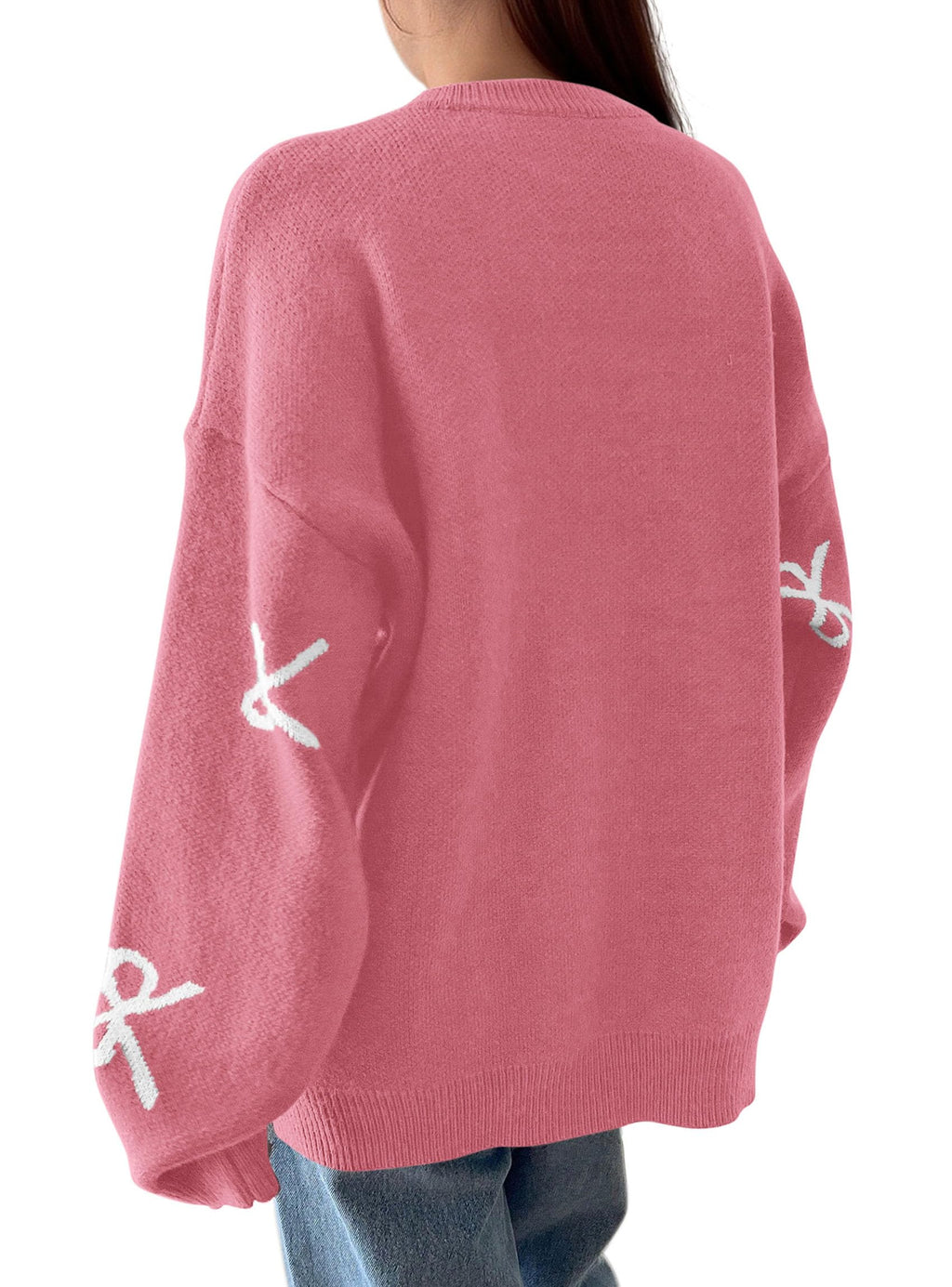 PRETTYGARDEN Fall Long Sleeve Pullover Sweaters for Women Trendy Crewneck Casual Cute Bow Chunky Knit Oversized Sweater