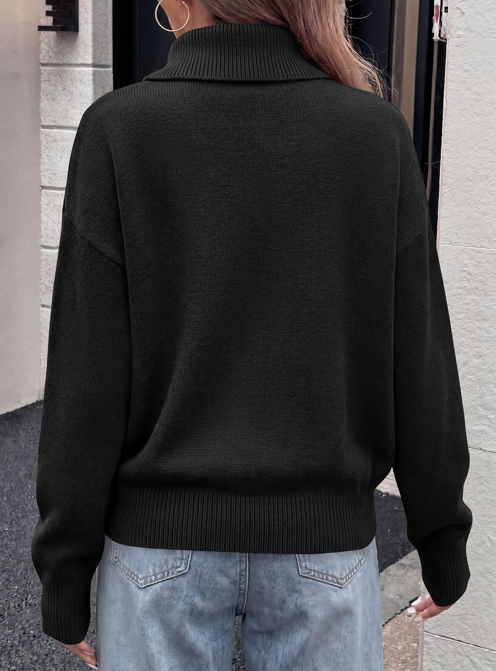 PRETTYGARDEN Womens Turtleneck Sweater Pullover Side Button Fall Clothes Stretchy Knit,Dropped Shoulder,Ribbed Cuffs,Asymmetrical,Jumper Long Sleeve Tops,Work Offices