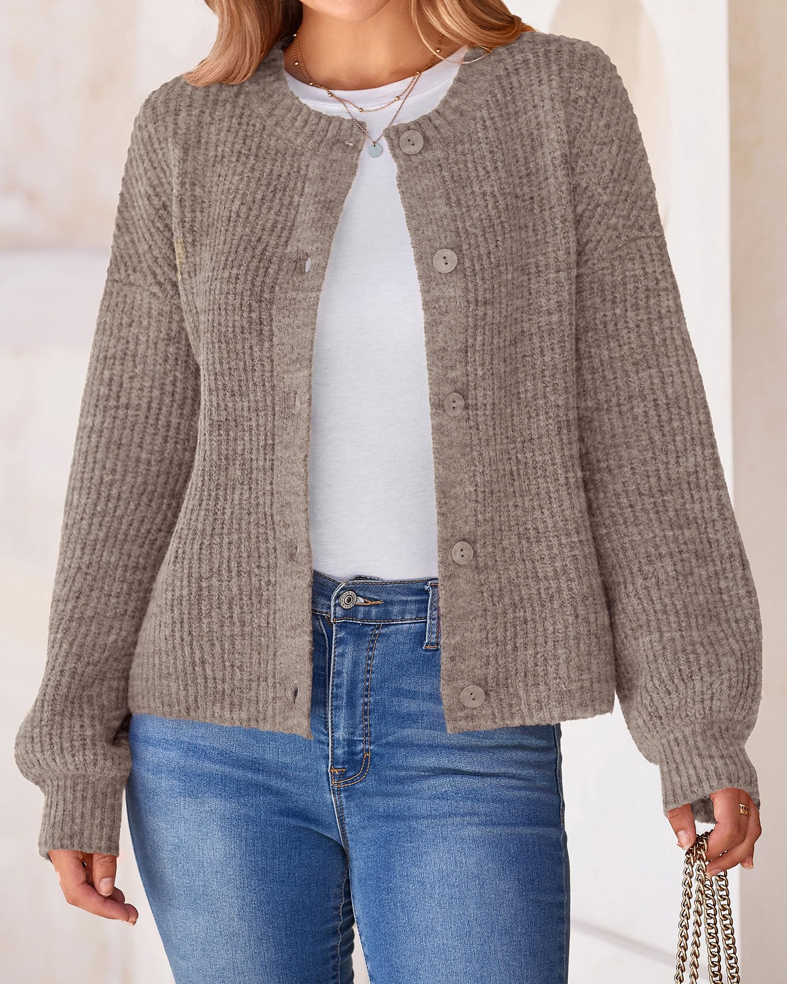 BTFBM Cardigan Sweaters for Women Fall Long Sleeve Button Down Soft Loose Chunky Knit Outwear Cropped Winter Coats