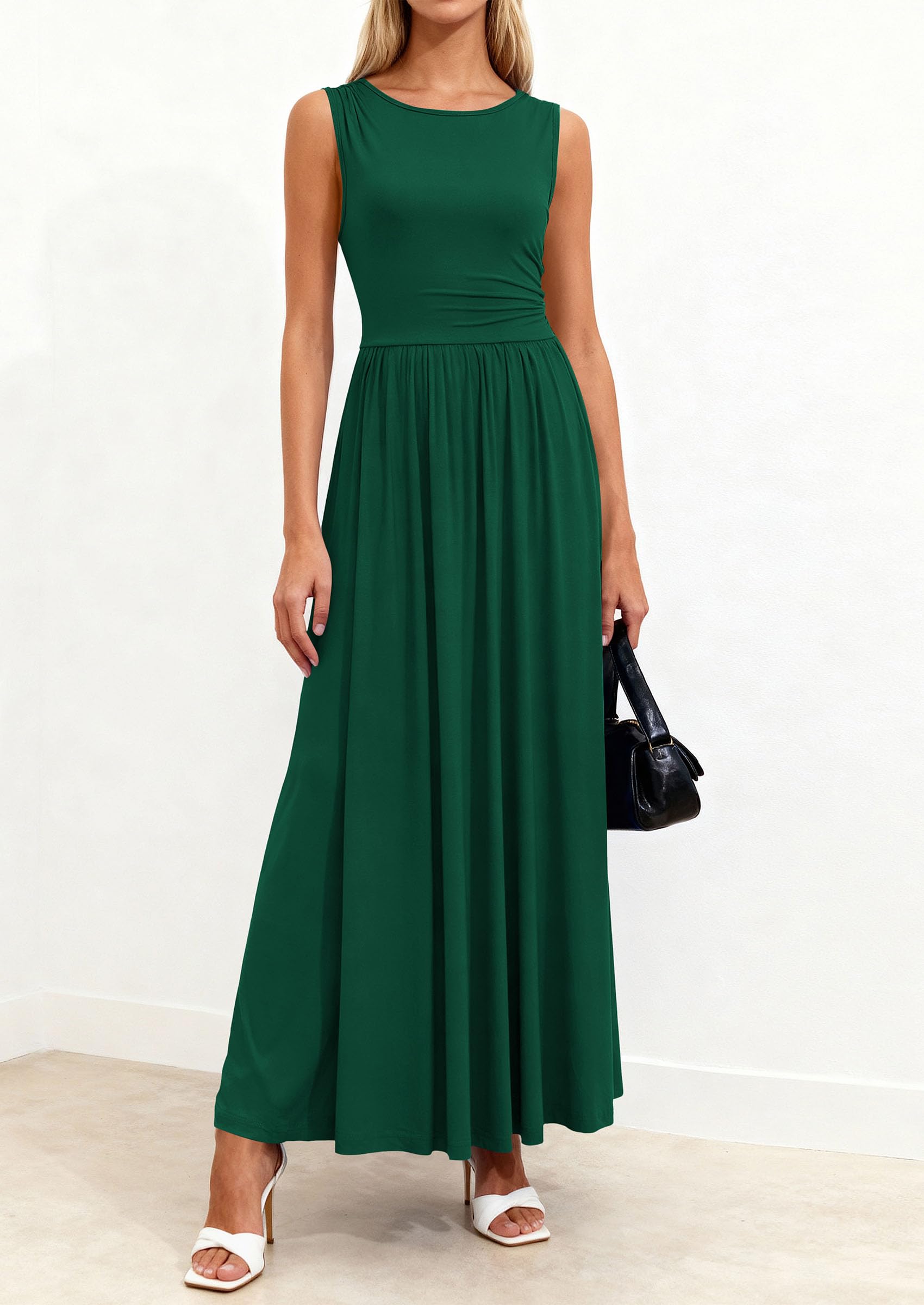 PRETTYGARDEN Summer Maxi Dresses for Women Sleeveless A Line Flowy Long Casual Sundress Wedding Guest Fashion Clothing