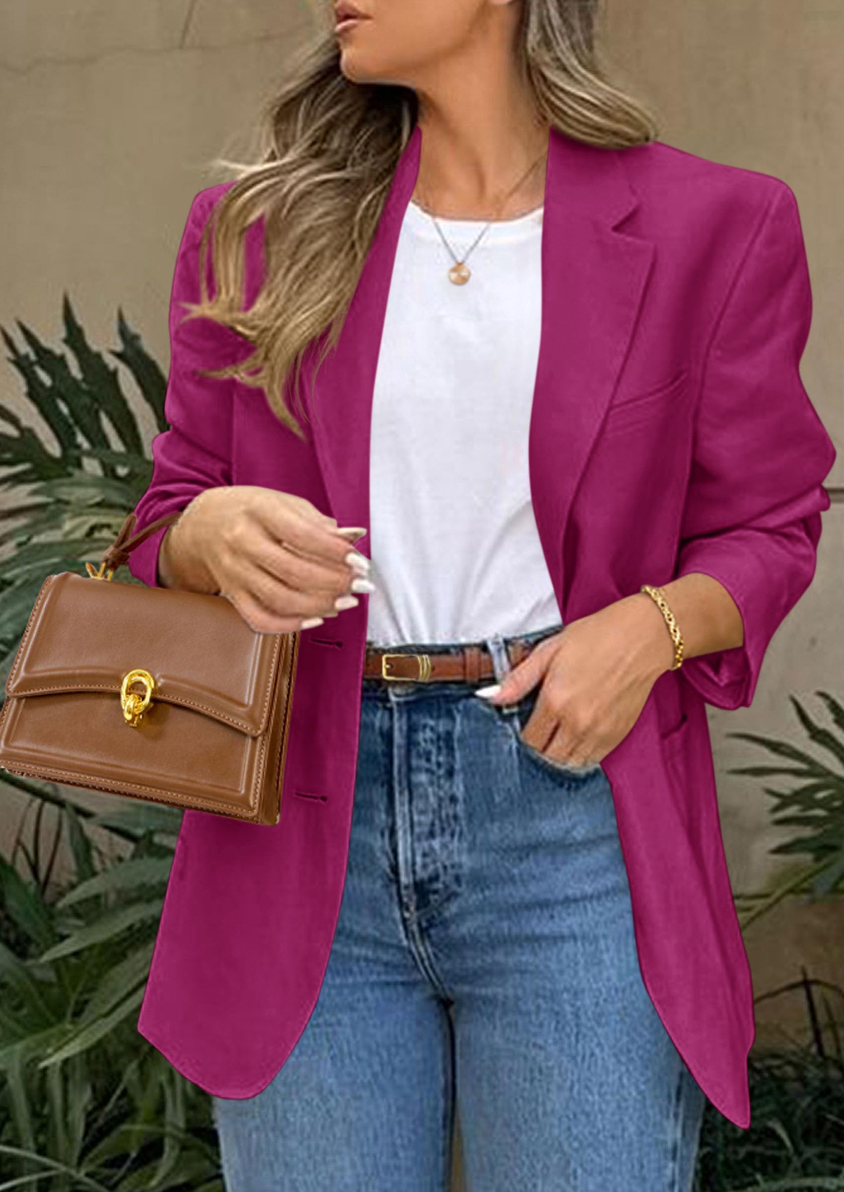 PRETTYGARDEN Blazers for Women Business Casual Long Sleeve Lapel Open Front Suit Jacket Work Blazer with Pockets