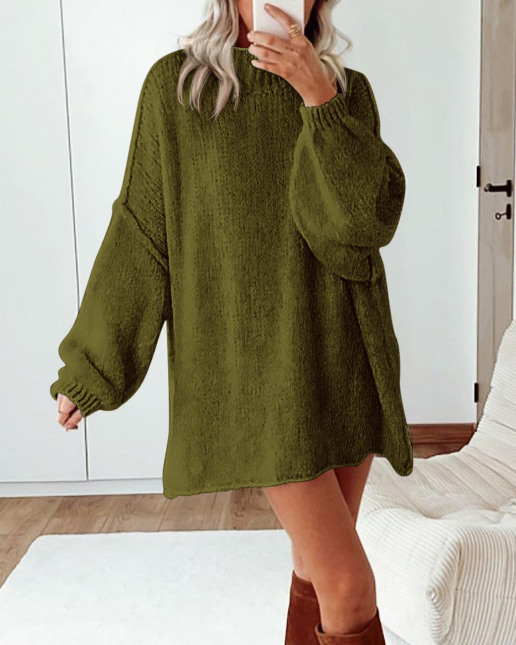 BTFBM Sweaters for Women Fall Long Sleeve Mock Neck Cable Knit Oversized Sweater Pullover Tops Thick Winter Clothes
