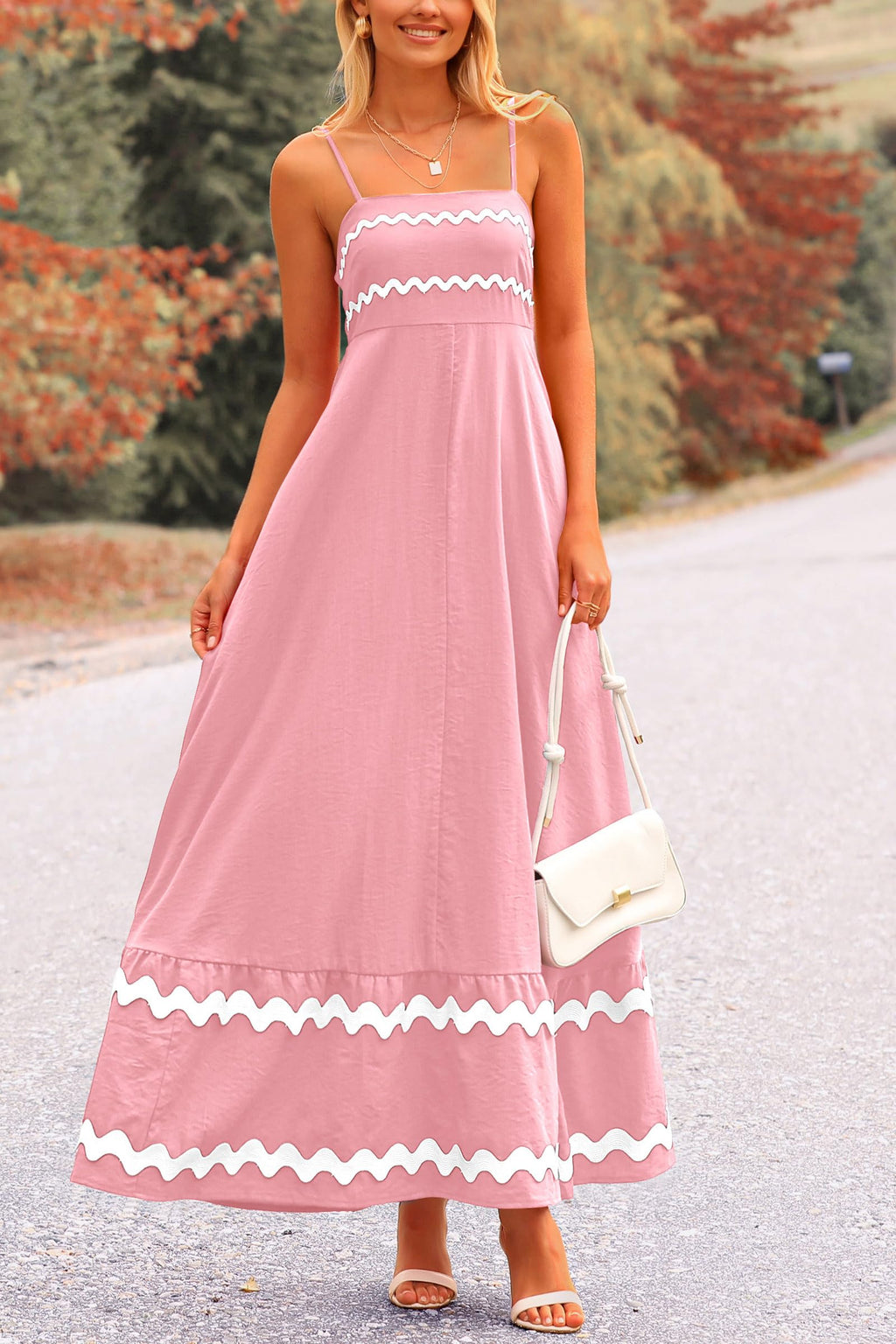 PRETTYGARDEN Women's Summer Flowy Maxi Dress Casual Sleeveless Spaghetti Strap Ruffle Beach Long Dresses