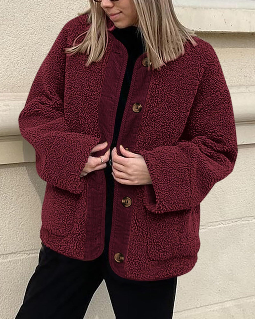 PRETTYGARDEN Women's Winter Coats Long Sleeve Button up Fuzzy Sherpa Fleece Jackets Outerwear Fall Fashion Clothes