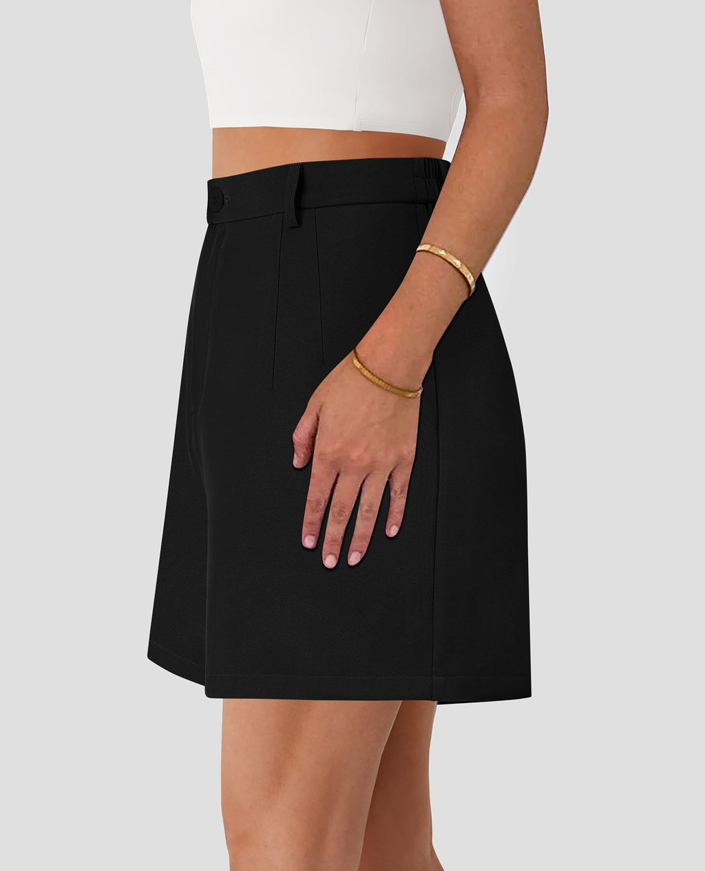 PRETTYGARDEN Shorts for Women Dressy Summer Elastic High Waisted Wide Leg Business Casual Work Shorts with Pockets
