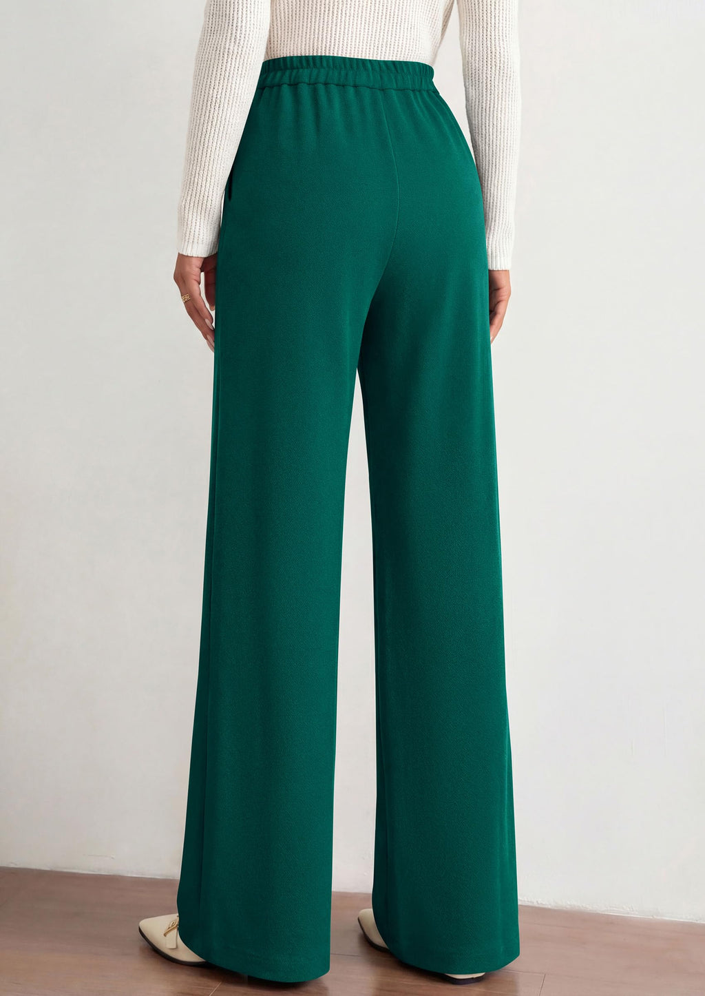PRETTYGARDEN Women's Dressy Casual Wide Leg Palazzo Pants | V Notch High Waist, Soft Stretchy Knit Flowy Long Lounge Trousers, Casual Daily Office Work Outfits, 2026 Fall Clothes