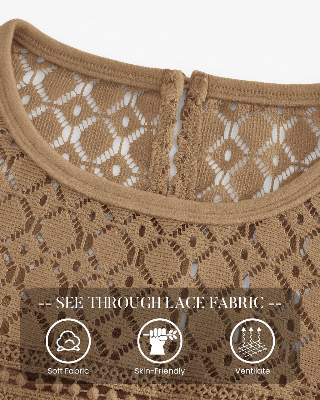 FreshPretty Lace Long Sleeve Shirts Womens Tops Dressy Casual Knit Boho Lightweight Blouses Winter Clothing Fall Fashion
