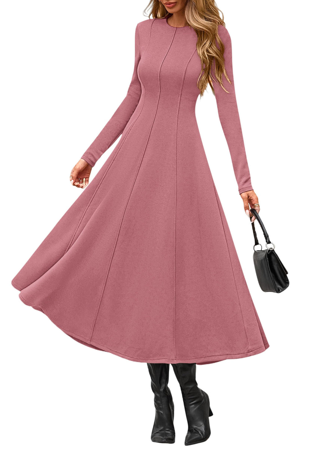 PRETTYGARDEN Cocktail Dresses for Women  Elegant Classy Fall Long Sleeve Midi A Line Flowy Modest Winter Party Dress