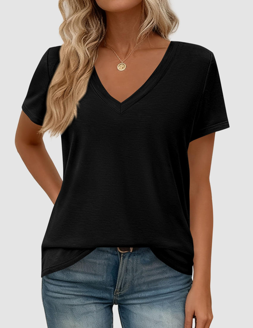 PRETTYGARDEN Womens Tops Short Sleeve Oversized Tshirts Shirts Summer Casual V Neck Loose Basic Tees Spring Tunic Blouse