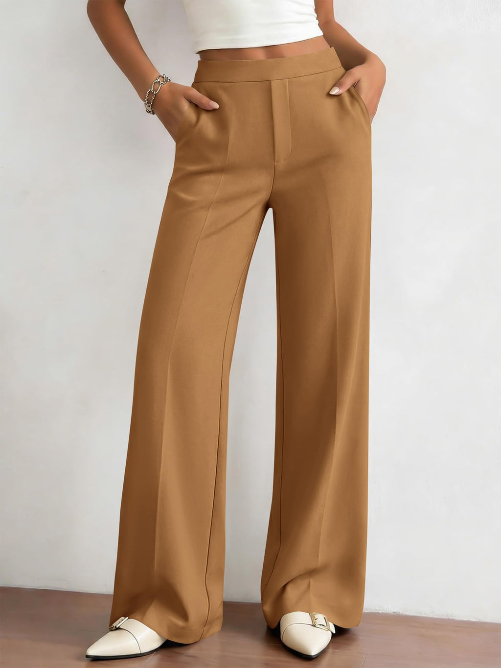 BTFBM Womens Dress Pants Wide Leg Trousers Pockets | High Waisted Long Business Casual Slacks Fall Fashion