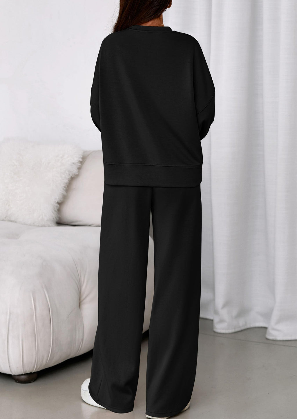 PRETTYGARDEN 2 Piece Sets For Women Fall Trendy Long Sleeve Sweatshirt Wide Leg Pants Loungewear Set Matching Sweatsuit