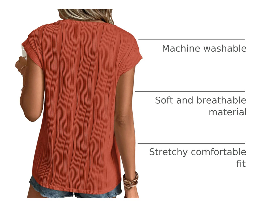 PRETTYGARDEN Blouses for Women Dressy Casual Spring Summer Business Office Tops Cap Sleeve Textured Cute Work Shirt