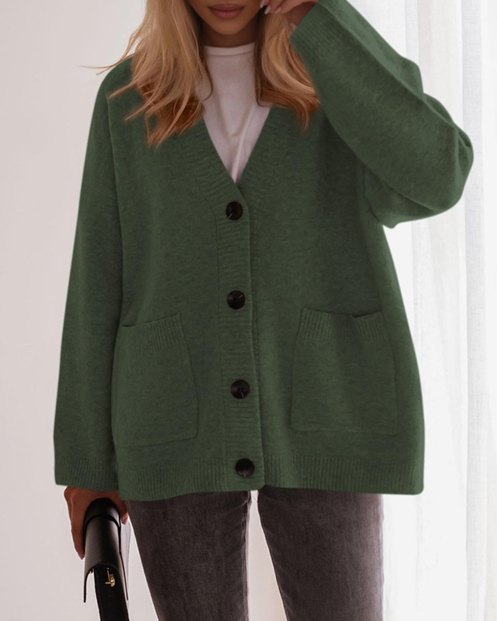 BTFBM Oversized Cardigan Sweaters for Women Trendy Fall Fashion Button Down Long Sleeve Chunky Knit Cardigans