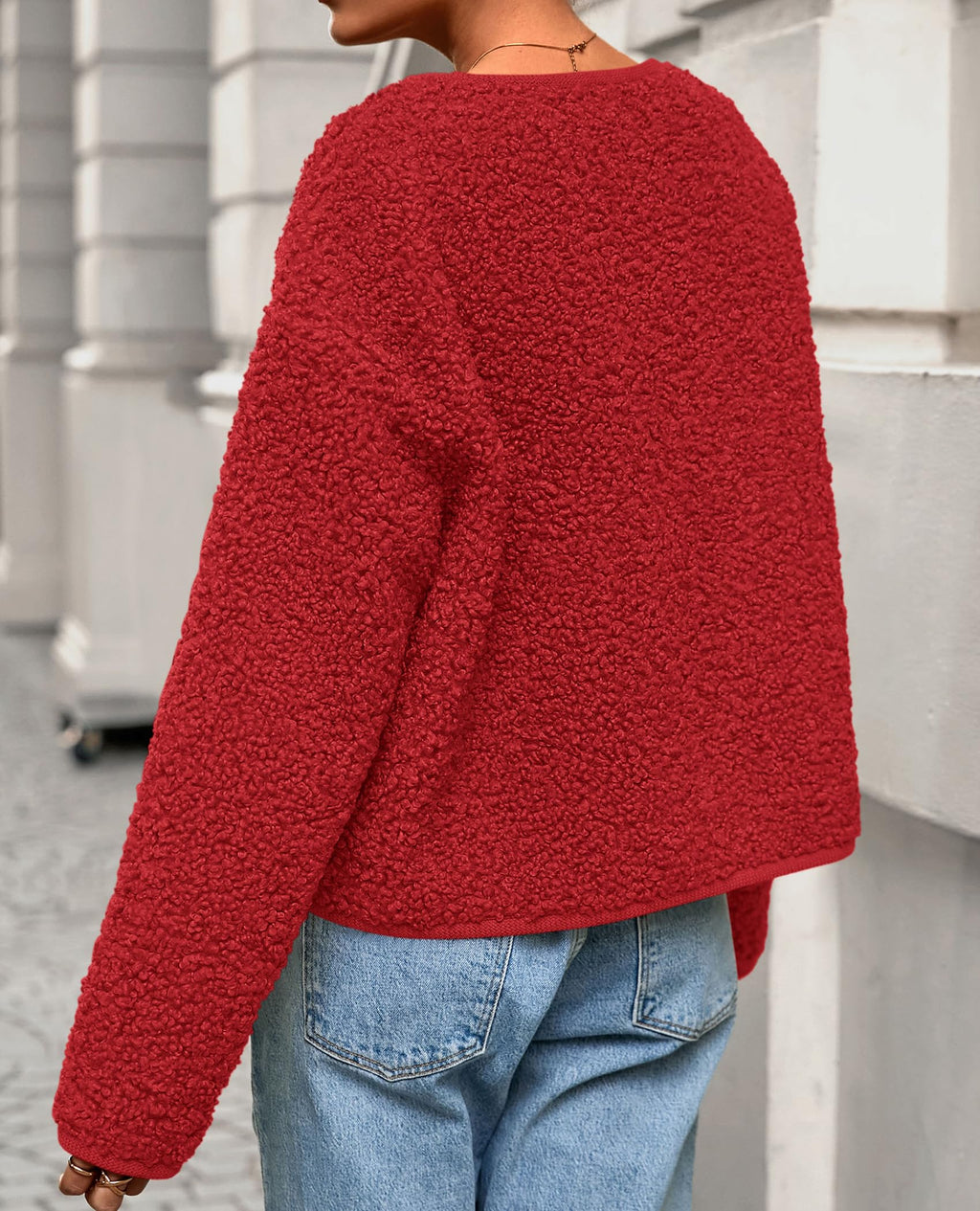 PRETTYGARDEN Women's Fall Fashion Clothes Trendy Fleece Sherpa Cropped Jackets Buttons Warm Casual Winter Faux Fur Coats