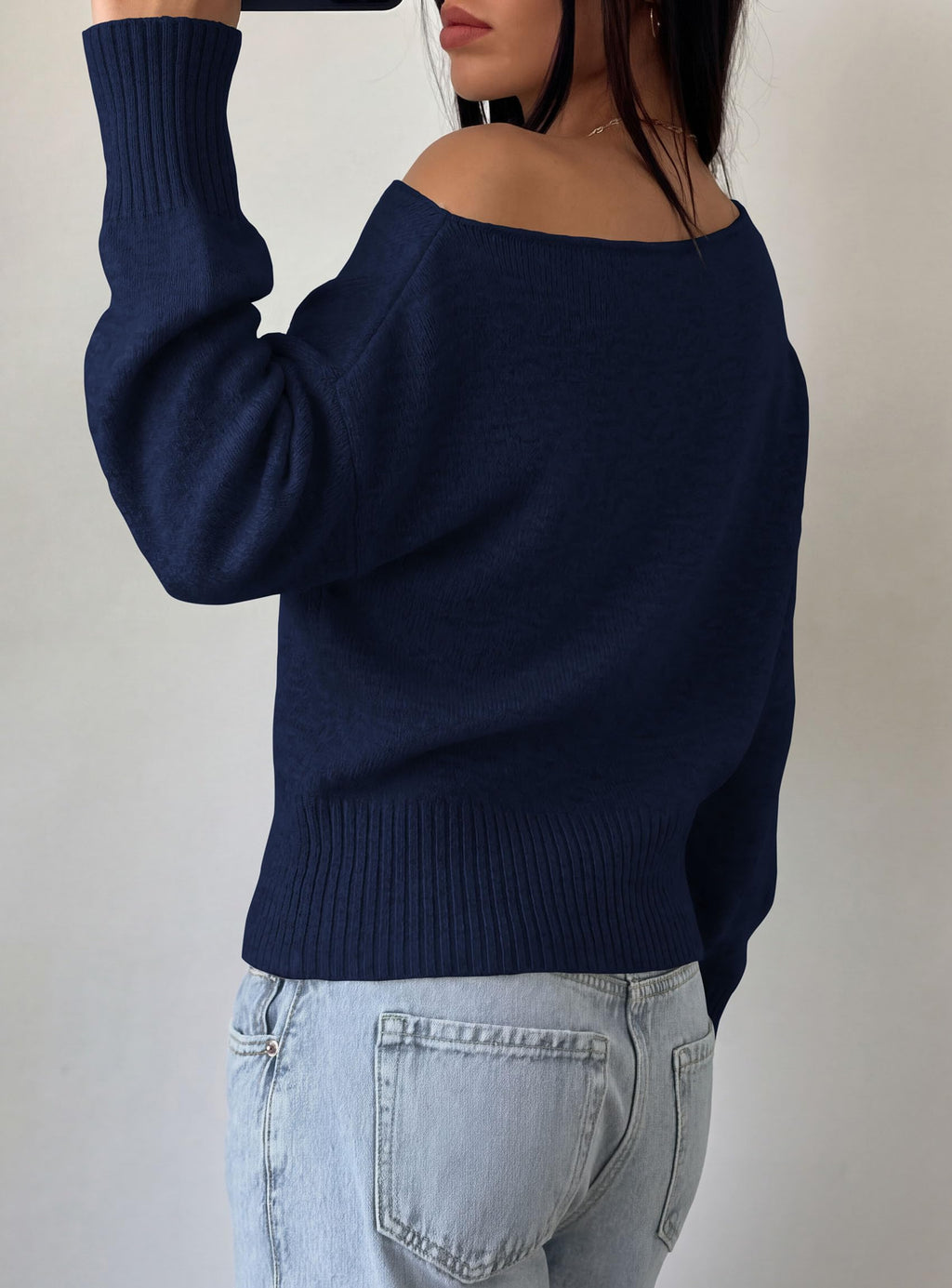 PRETTYGARDEN Womens Off The Shoulder Sweater Fall Fashion Soft Stretchy Knit Fabric, Batwing Long Sleeve Cinched Waist Cropped Sweaters, Date Night Outfit, Asymmetrical Going Out Tops