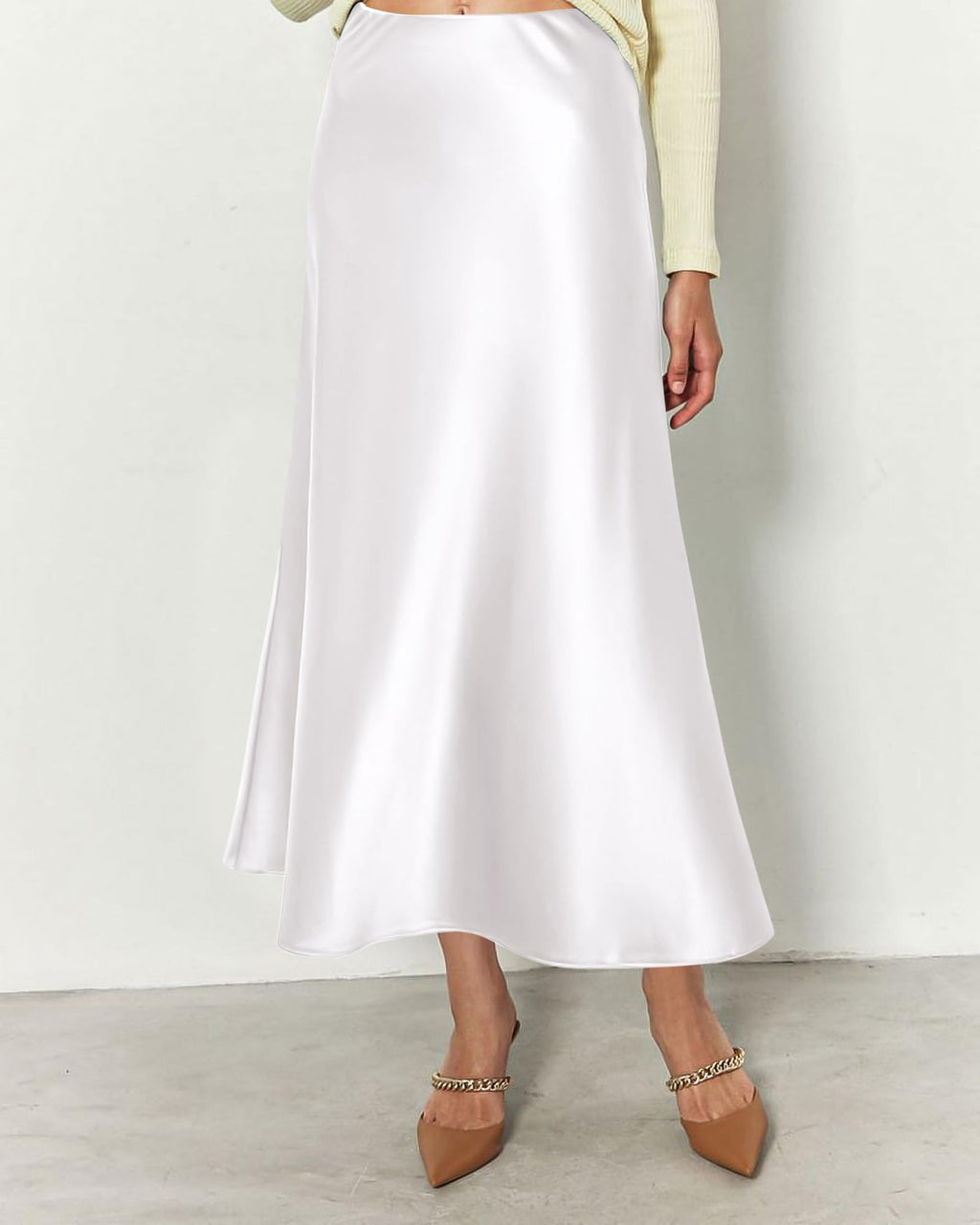 BTFBM Summer Womens Skirts Silk Elegant High Waist Flowy Long Satin A-Line Midi Skirt Cocktail Wedding Party