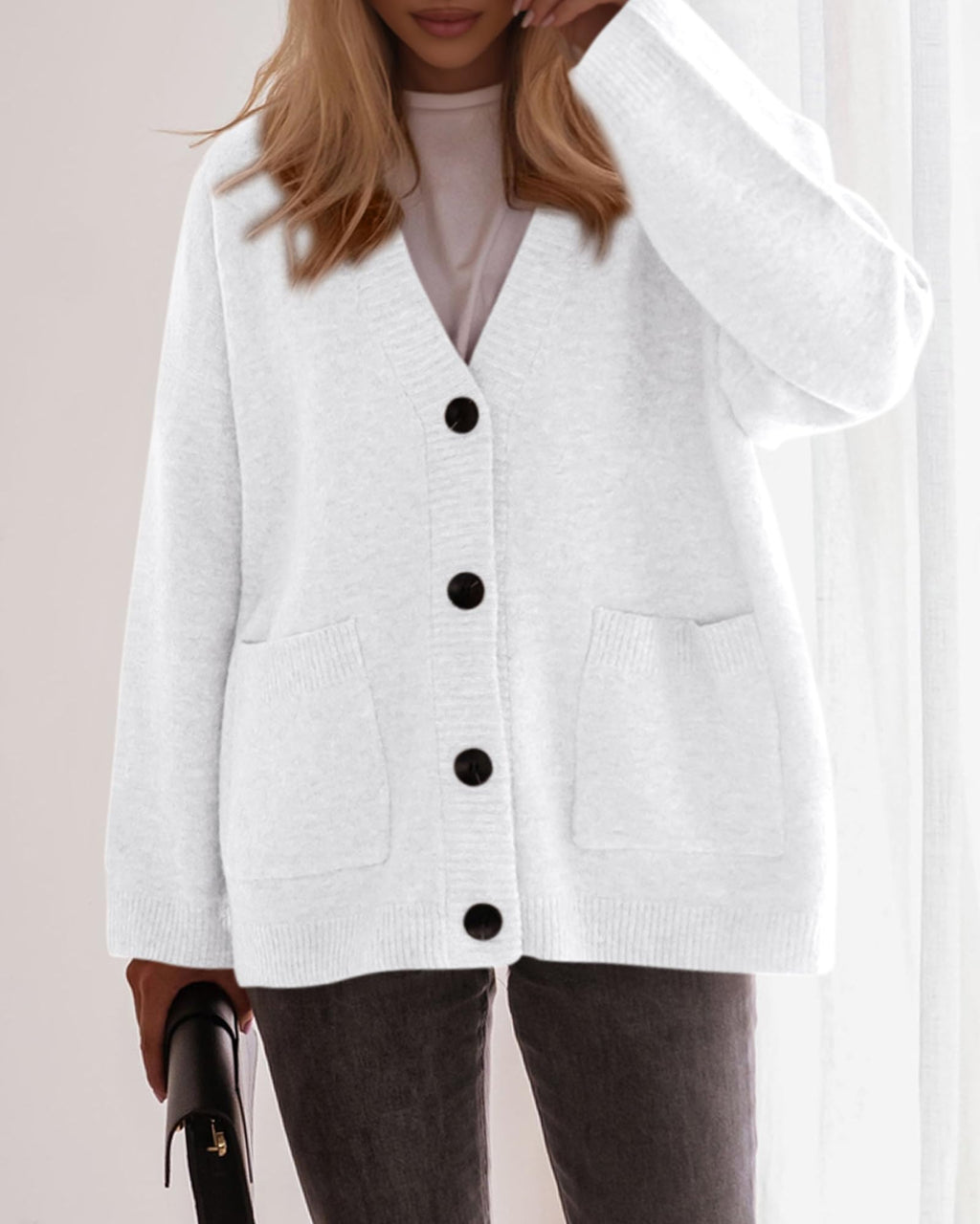 BTFBM Oversized Cardigan Sweaters for Women Trendy Fall Fashion Button Down Long Sleeve Chunky Knit Cardigans